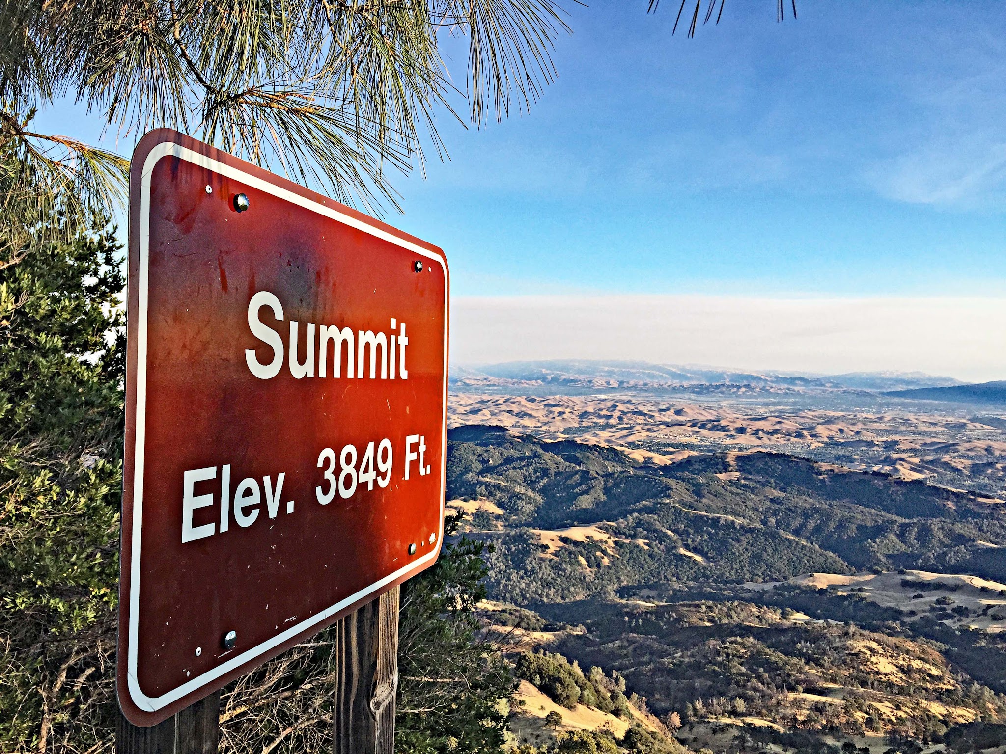 Mt. Diablo  bike climb - summit sign