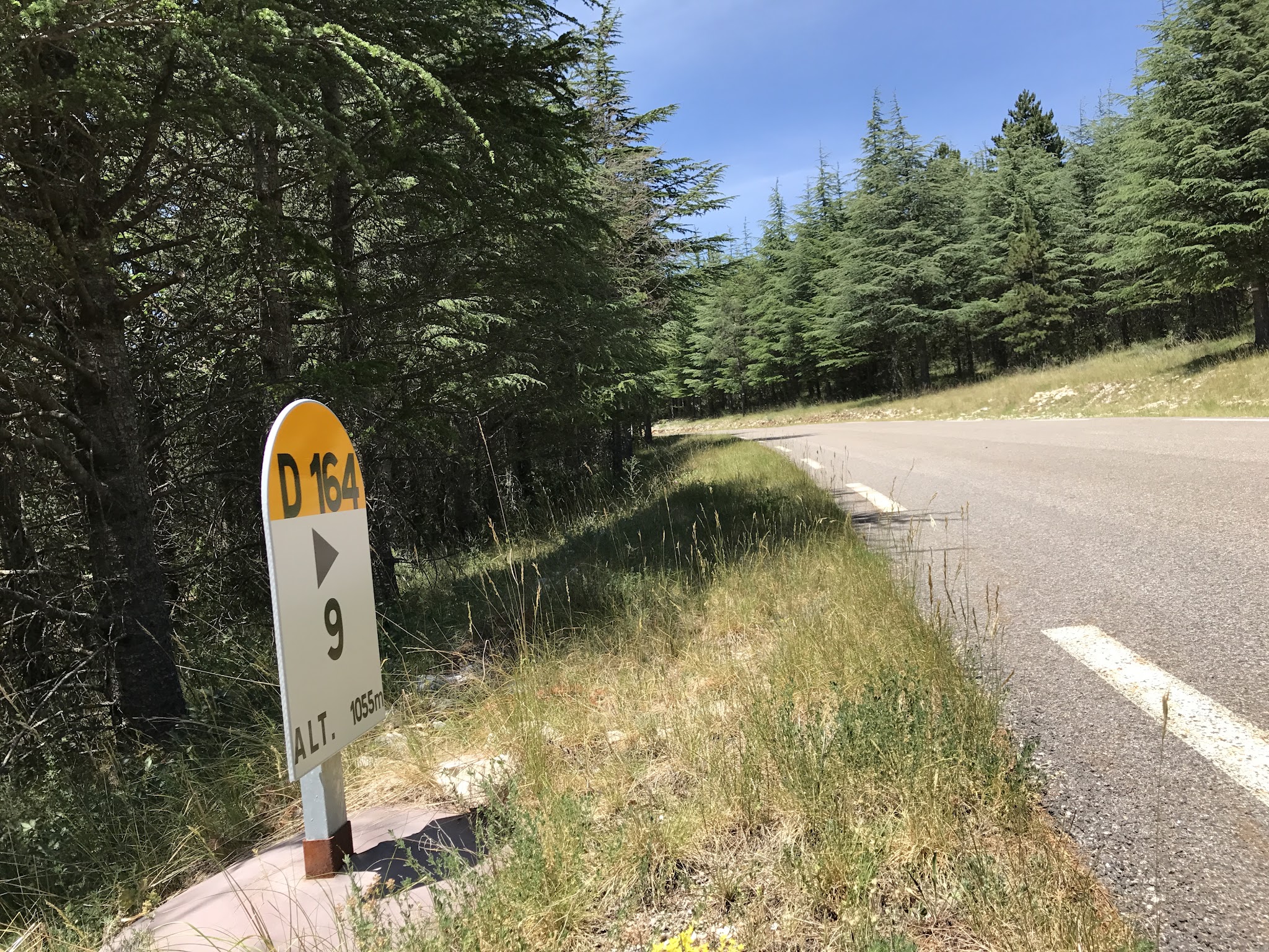 Cycling Mont Ventoux from Sault - road and roadway marker