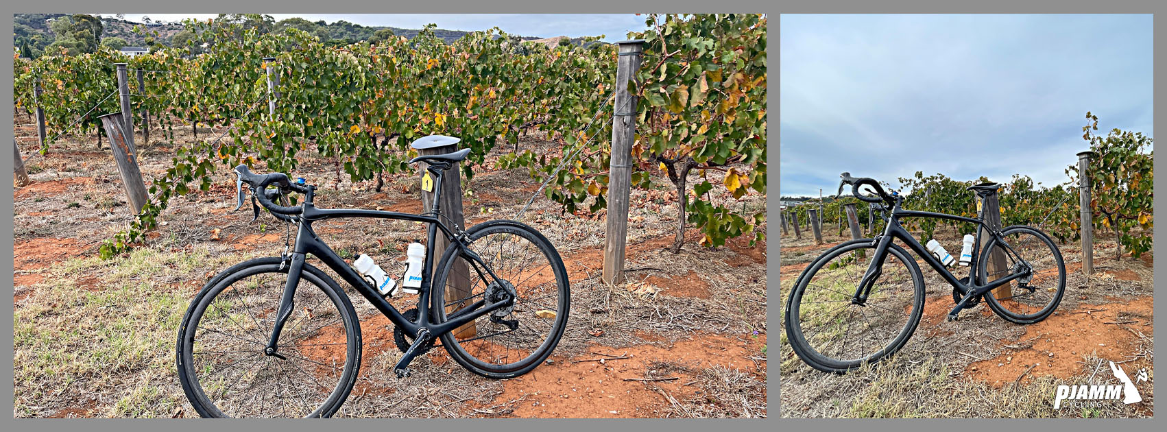 bike parked in vineyards at climb start