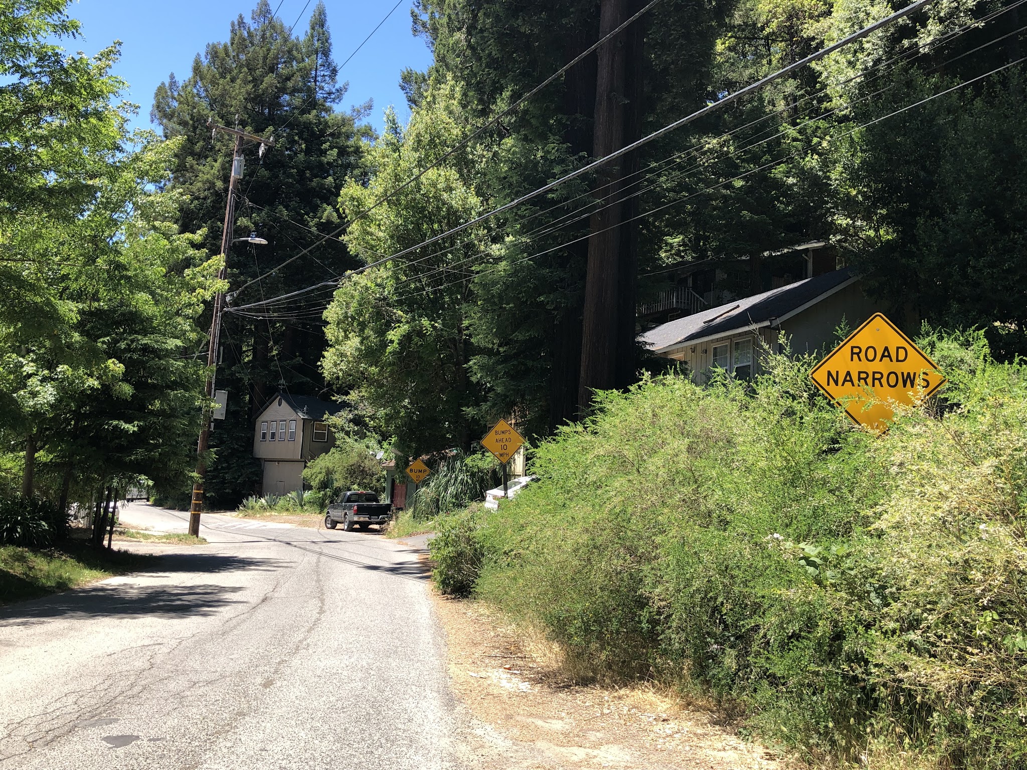 Bike climb Old Cazadero Road  - road and signs