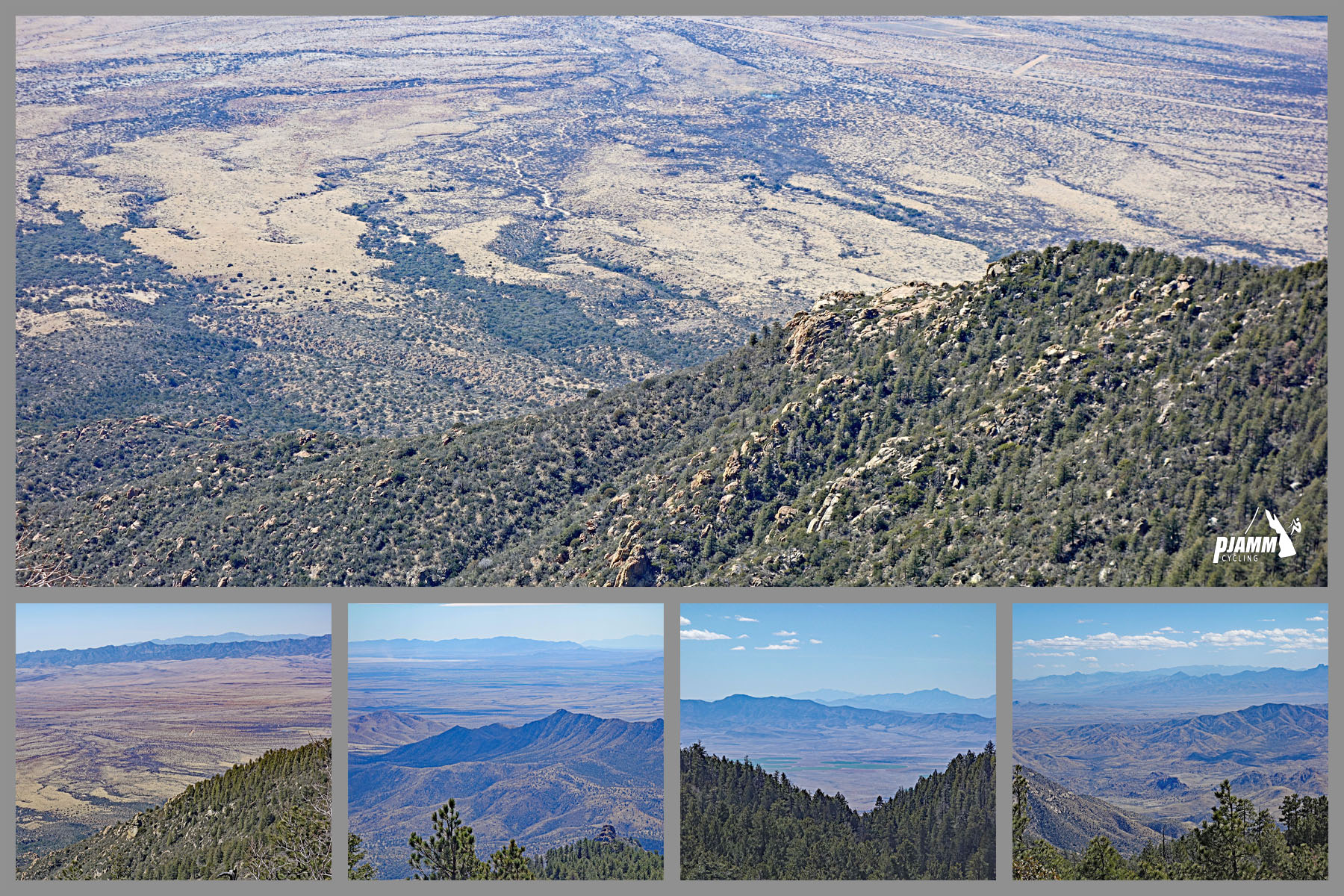 Cycling Mt. Graham, Arizona - looking down on Sonoran Desert from 5000 feet up