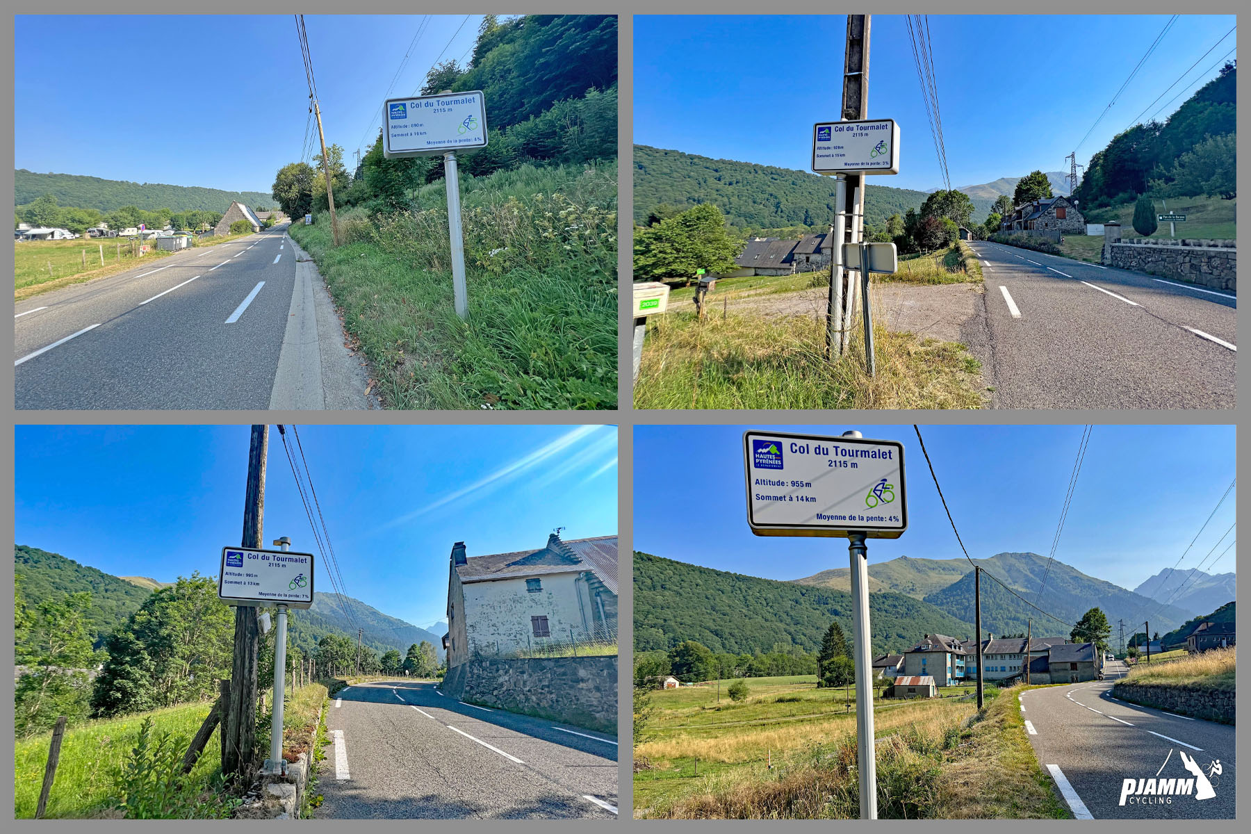 kilometer markers along the route