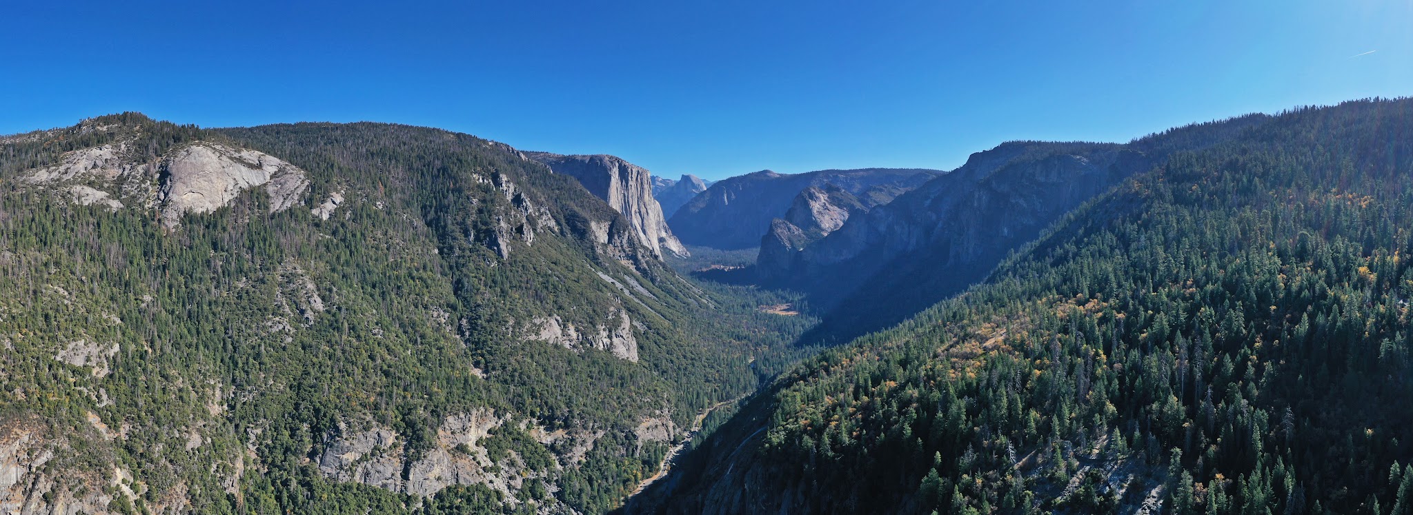 Cycling Yosemite Valley - aerial drone photo of Yosemite Valley
