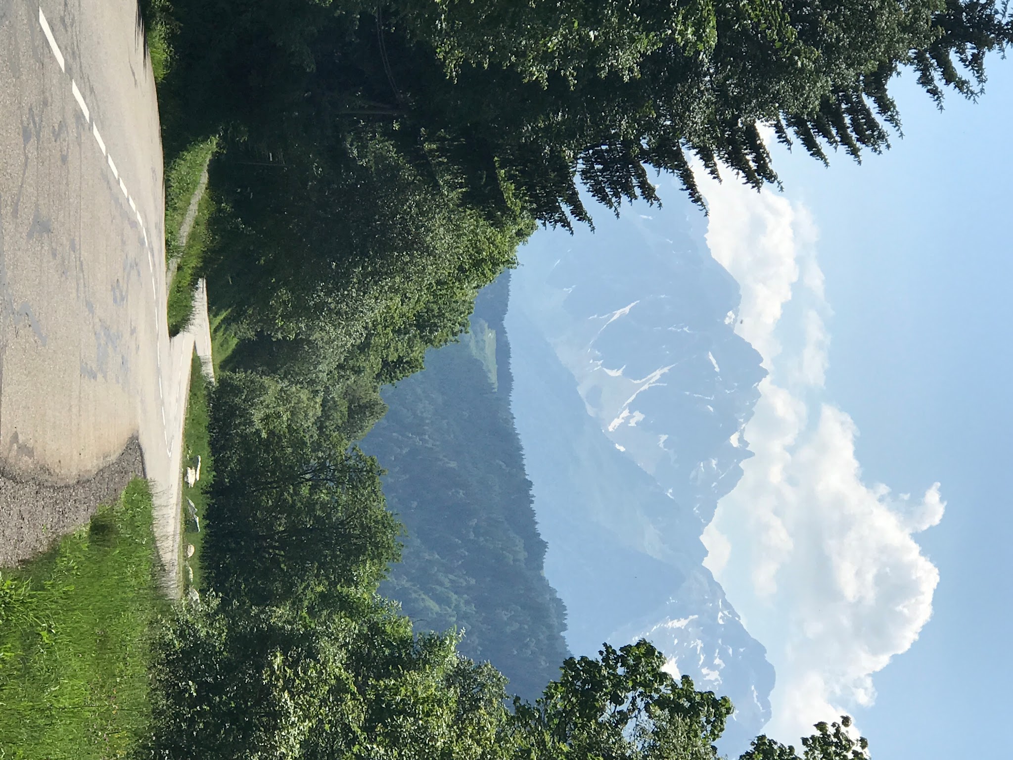 Bike climb of Col de Madeleine from La Chambre  - roadway and mountains