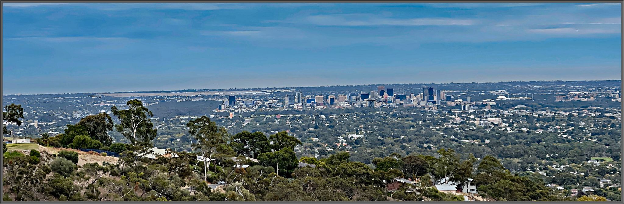 panoramic view looking down from Skye Lookout to Adelaide below