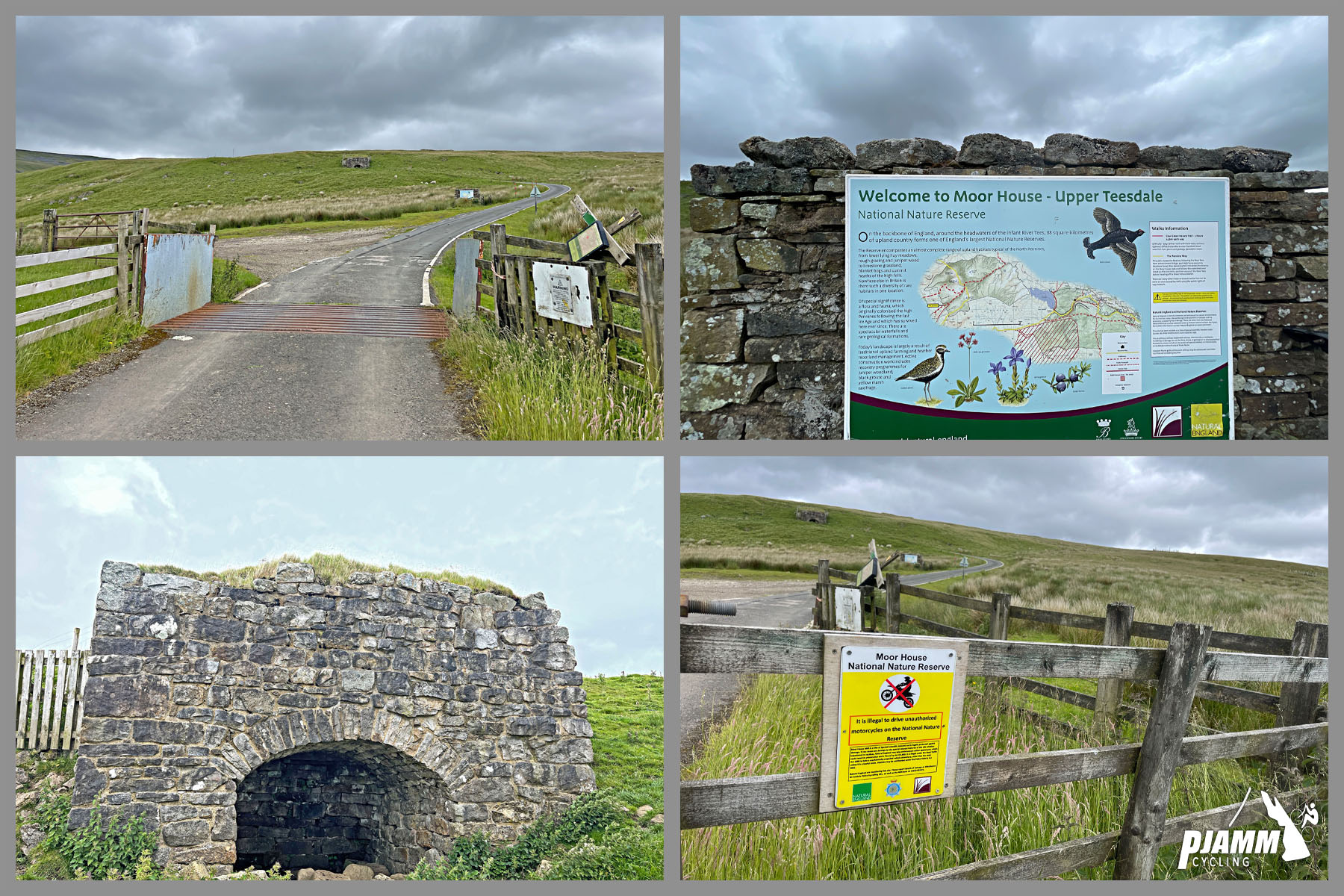 informational signs for Moor House, Upper Teesdale; old stone buildings