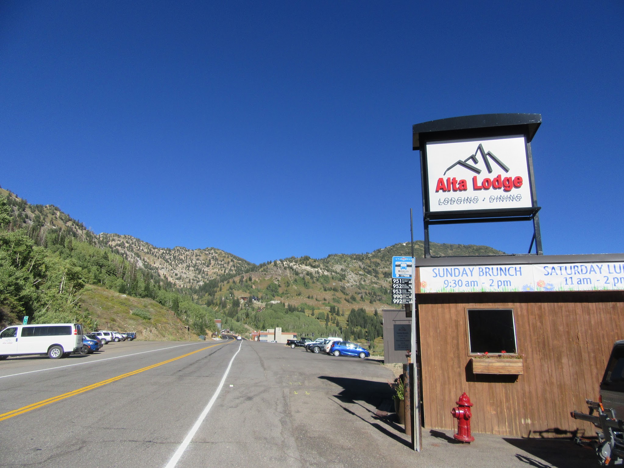 Ski run sign at the finish of the Little Cottonwood Canyon bicycle ride.