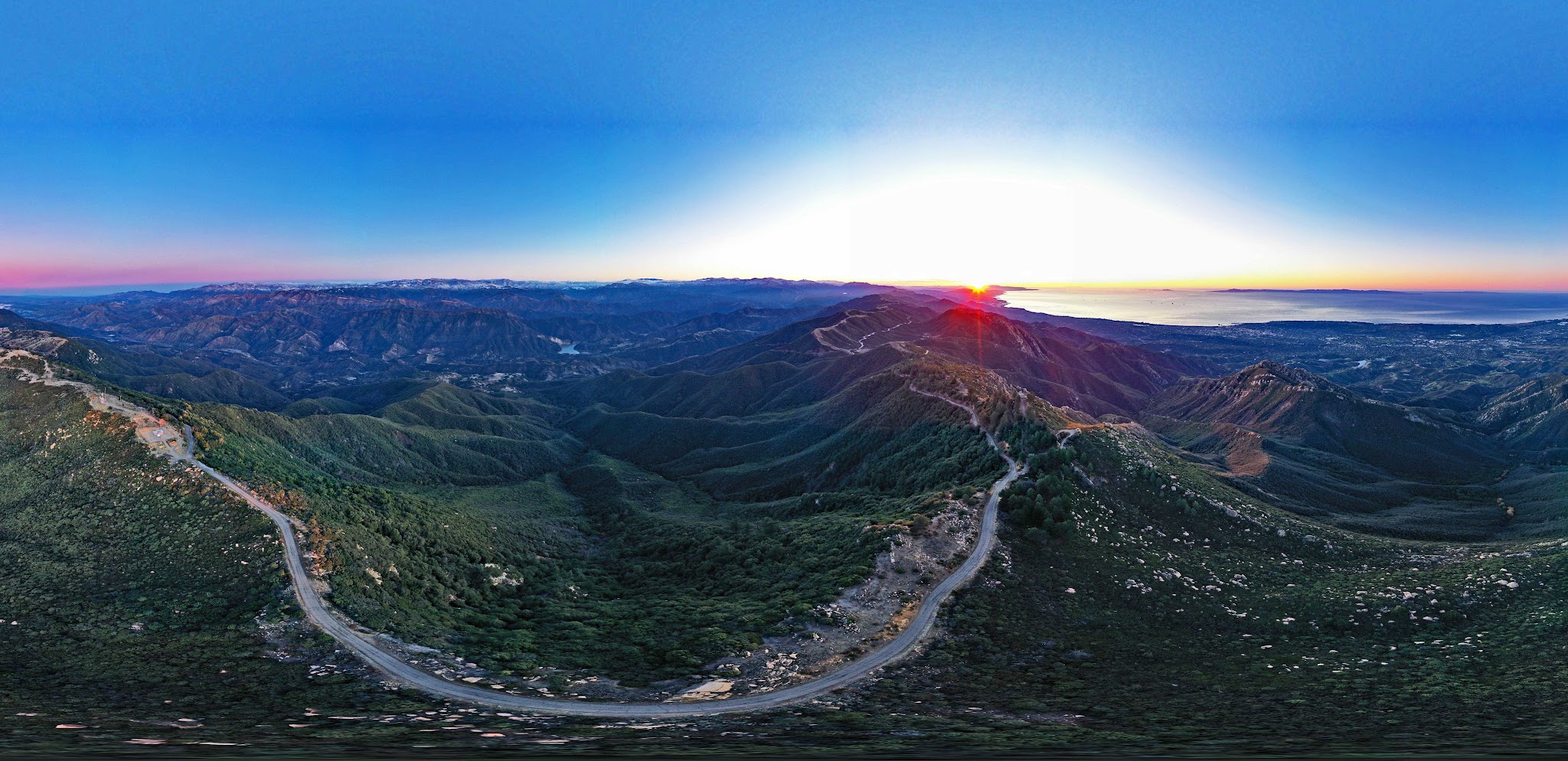 Aerial drone sphere photo at sunrise
