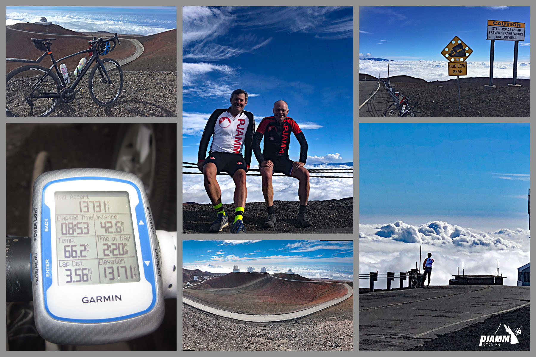 PJAMM Cyclists rest at summit of Mauna Kea above the clouds