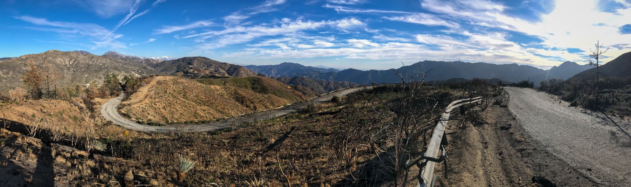 Panorama of barley flats road in the Los Angeles San Gabriel Mountains
