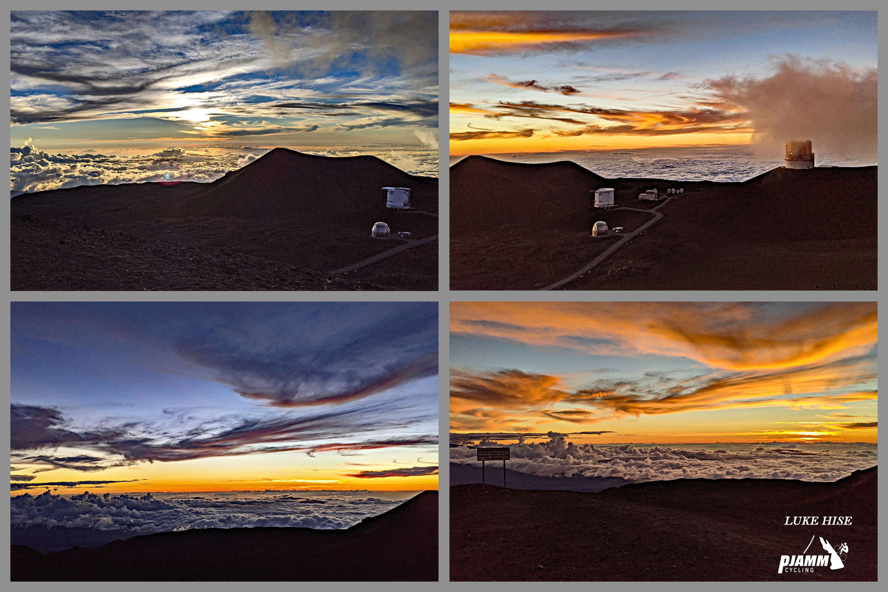 Cycling Mauna Kea from the West - sunset atop Mauna Kea
