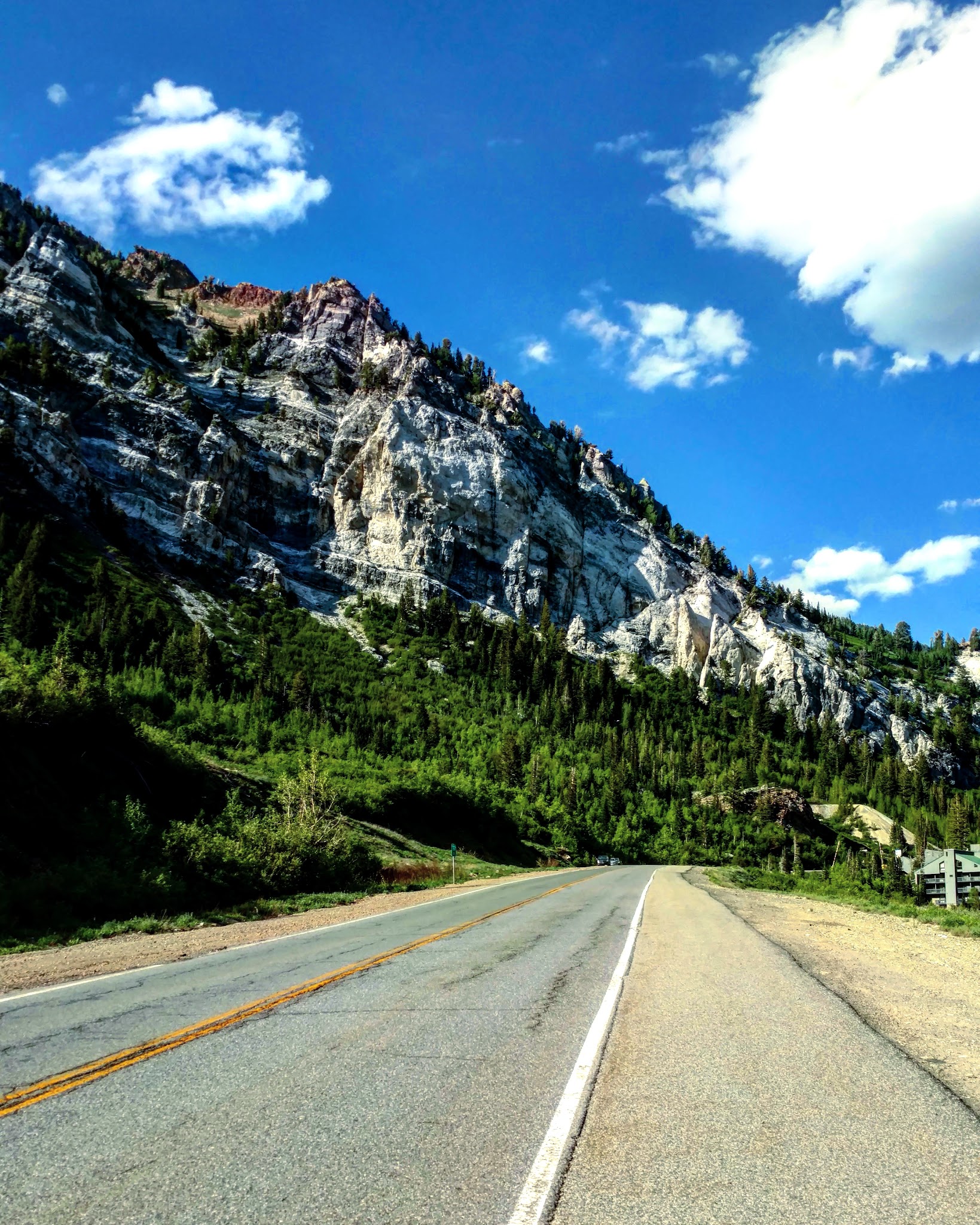 Cyclist with bike at top of Little Cottonwood Canyon climb by bike.