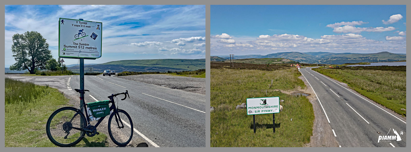 bike parked next to summit sign for The Tumble