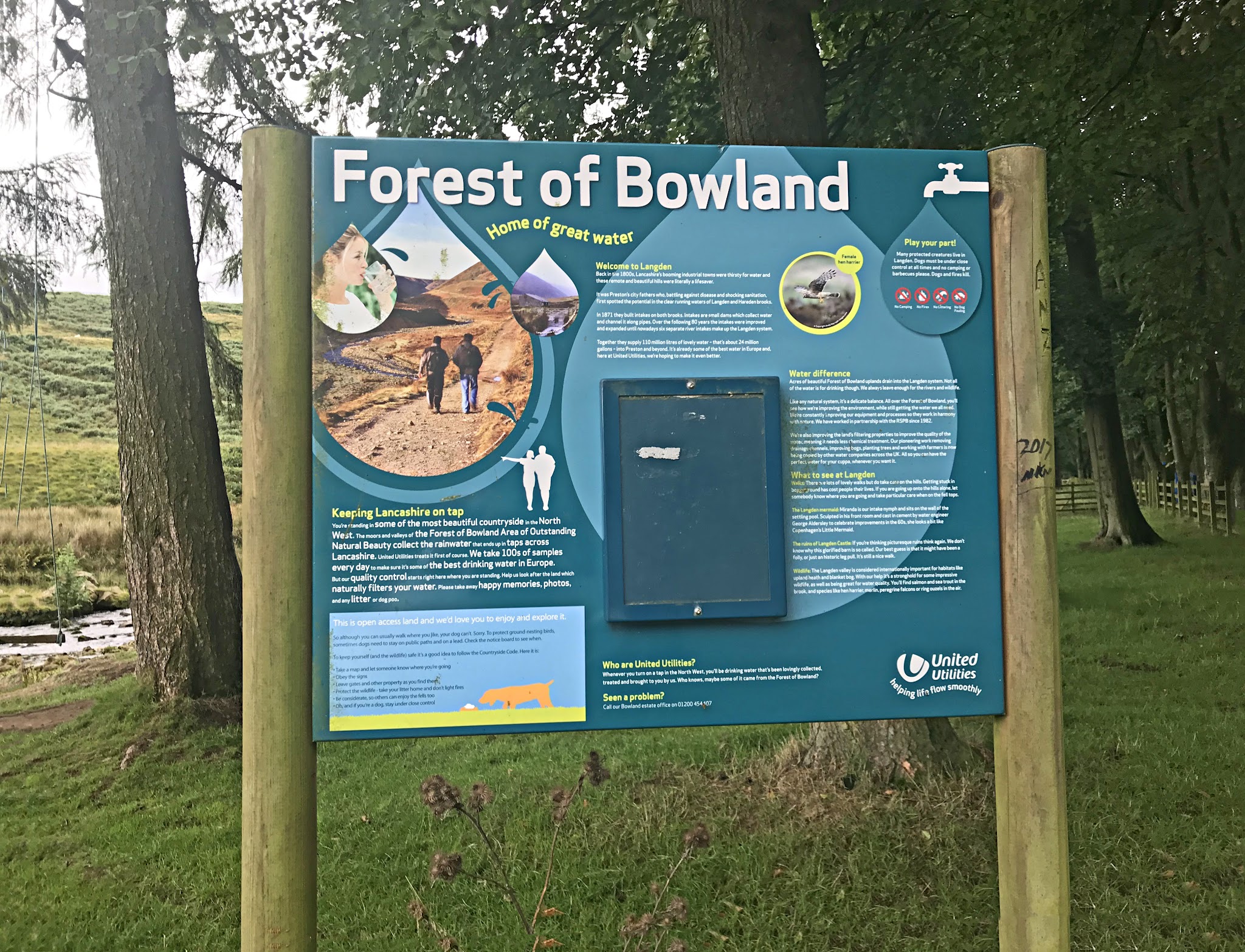 Cycling Trough of Bowland, Britain  - informational sign for Forest of Bowland