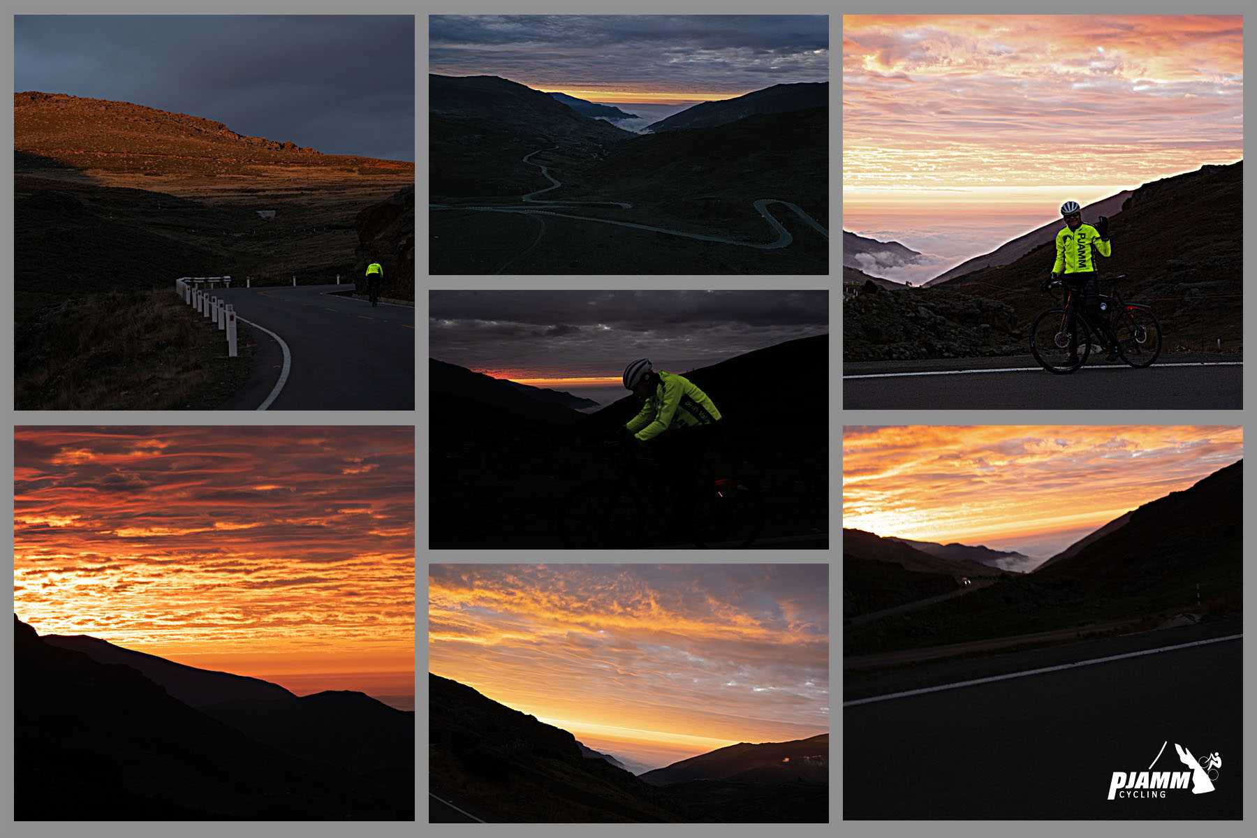 Cycling Punta Callan East, Peru - photo collage shows bright orange hues on the sunset