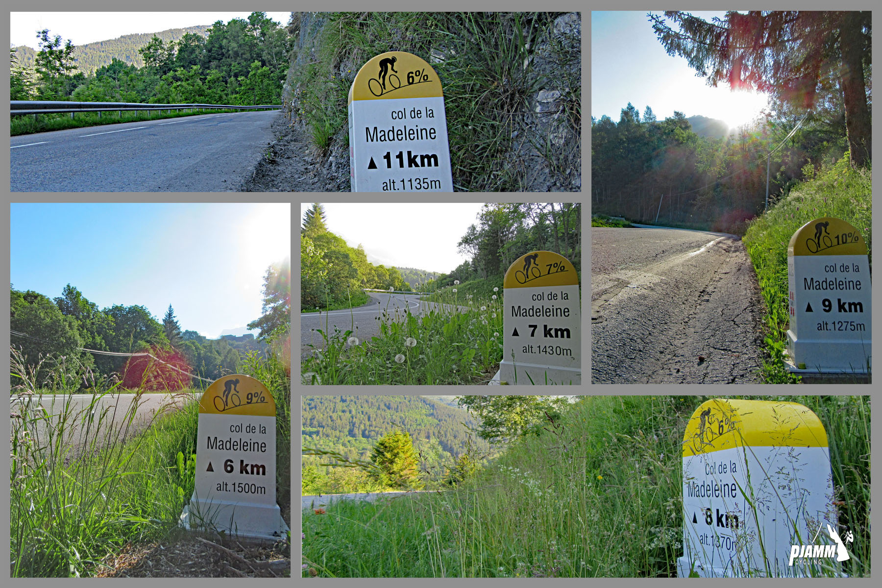 yellow and white KM markers along the route