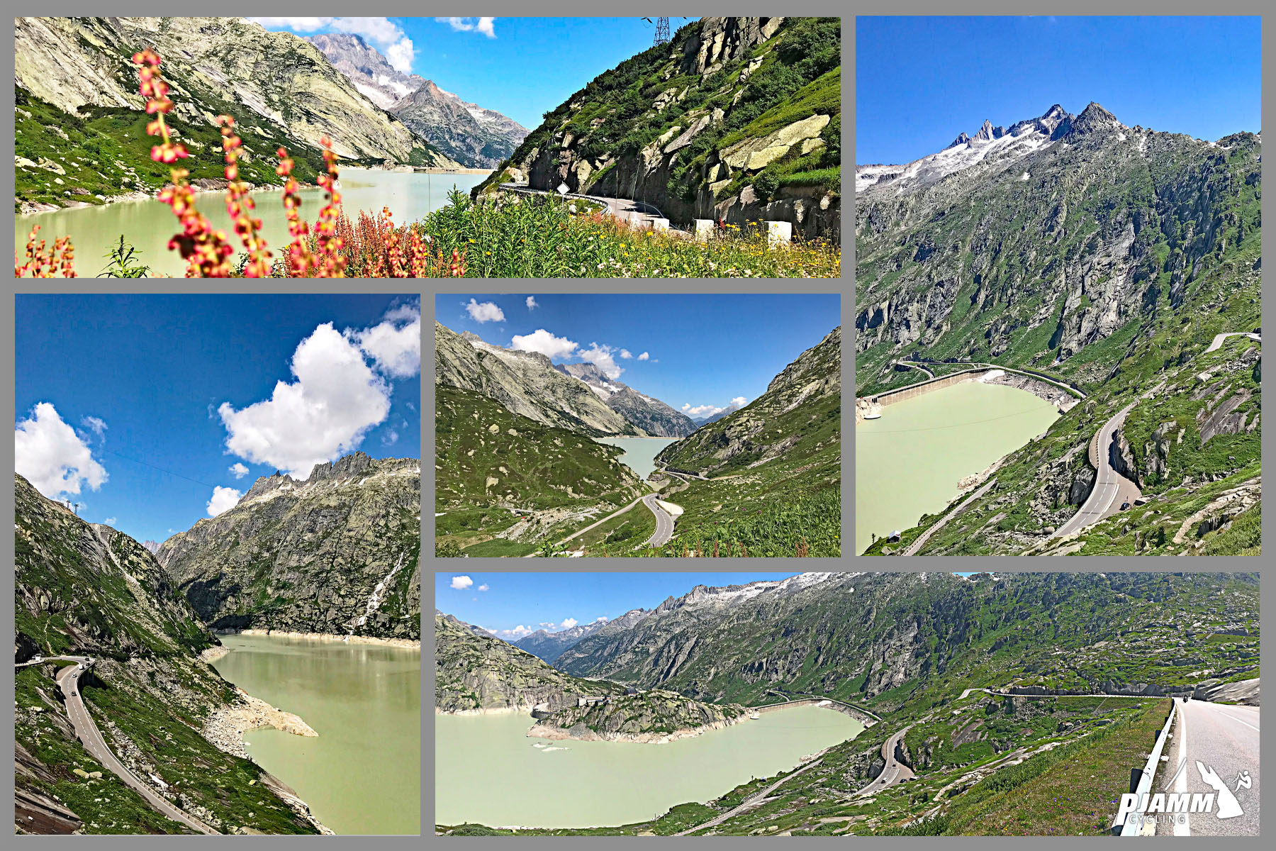 Cycling Grimselpass, Intertkirchen, Switzerland - Grimselsee reservoir created by damn