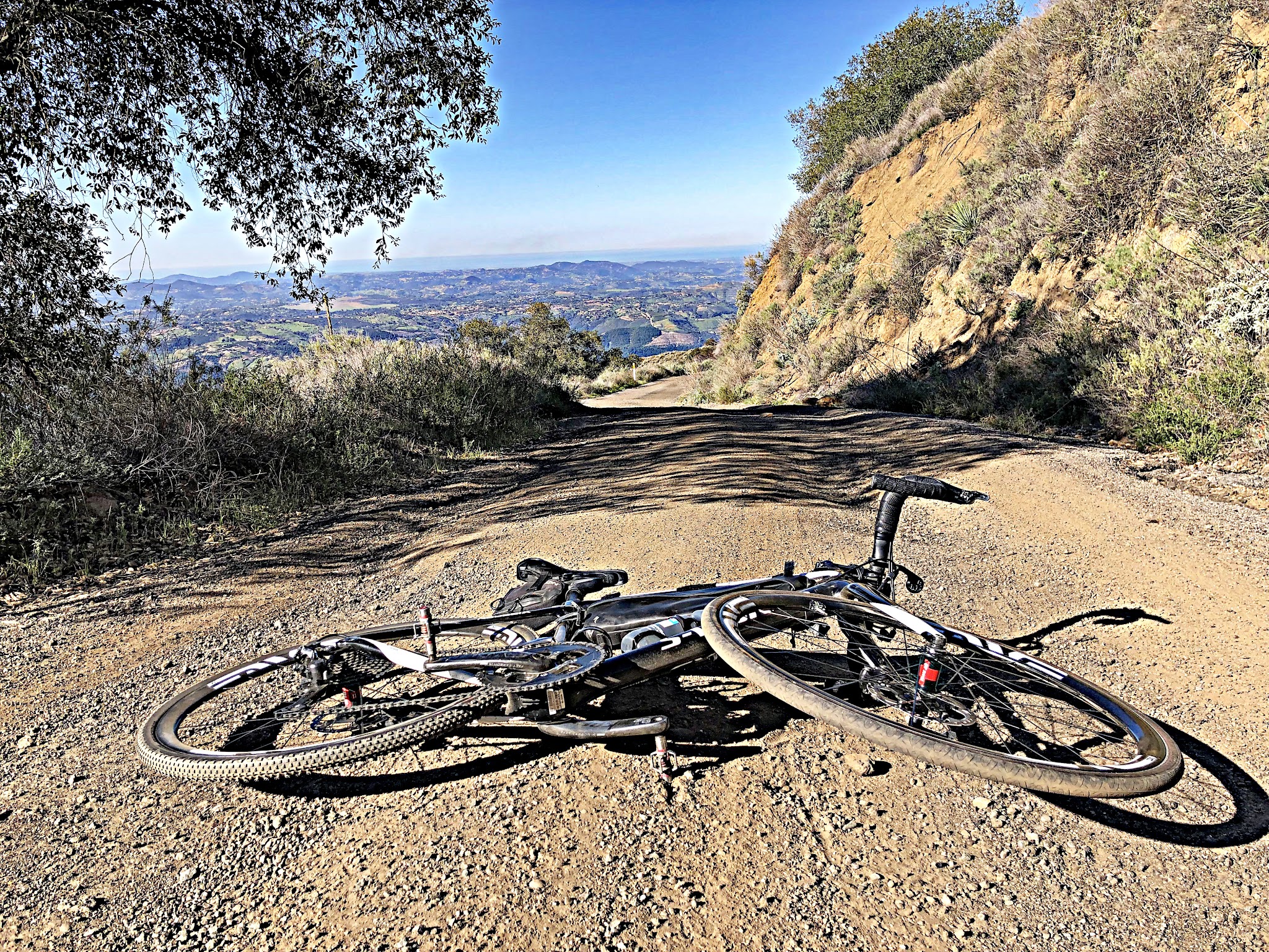 climbing California's most epic bike climbs by bike  - Nate Harrison Grade - bike on gravel road