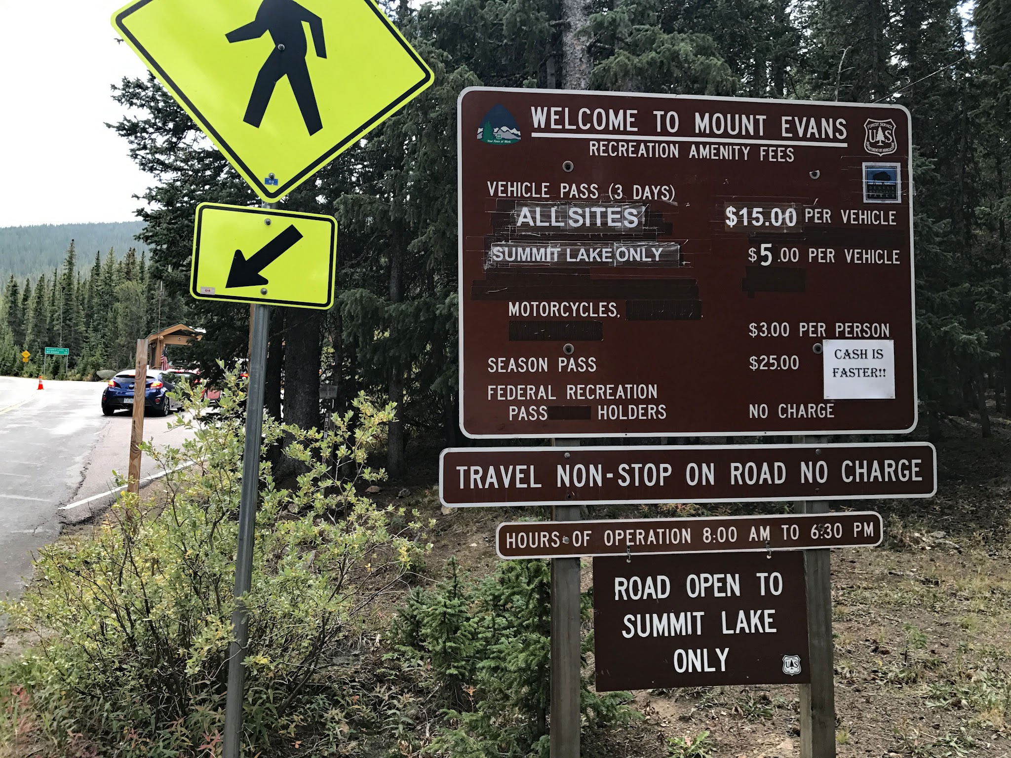 Climbing Mt. Evans  - Mount Evans Park entrance sign