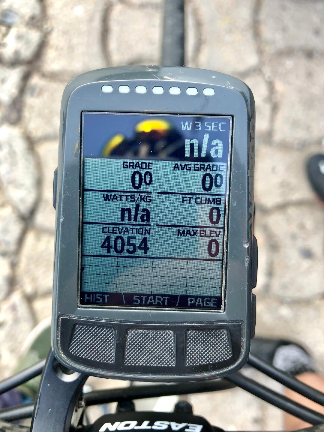 Cycling  Picacho - Garmin reading at start