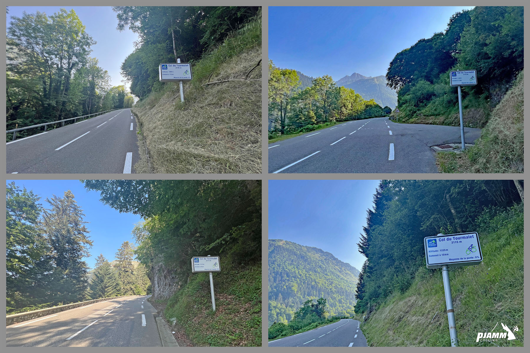 kilometer markers along the route