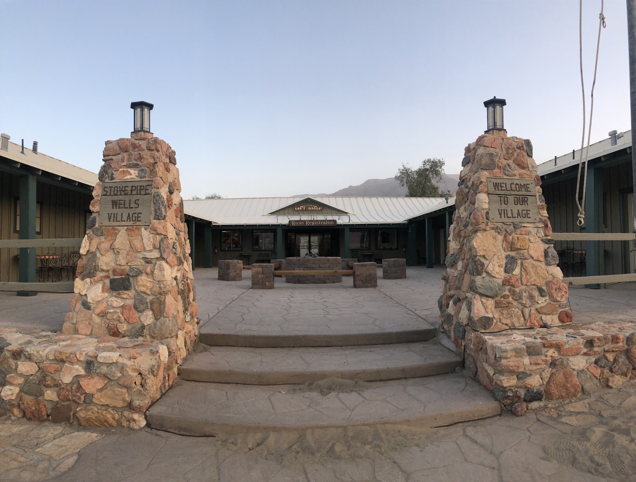 Cycling Death Valley - entrance to Stovepipe Wells Resort