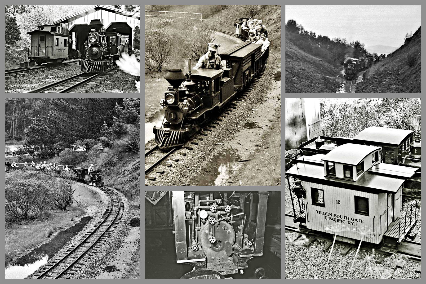 Cycling Tunnel to Grizzly Peak, California - historical black and white railroad pictures