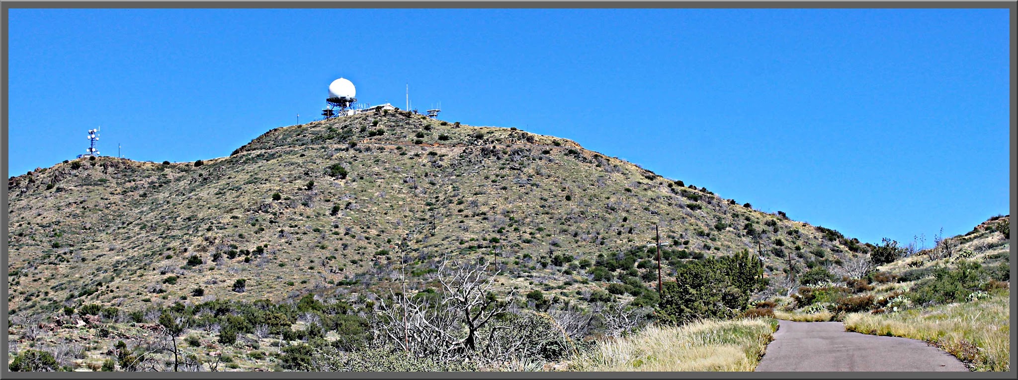 Cycling Humboldt Mountain - air traffic radar dome and Humboldt Mountain Lookout