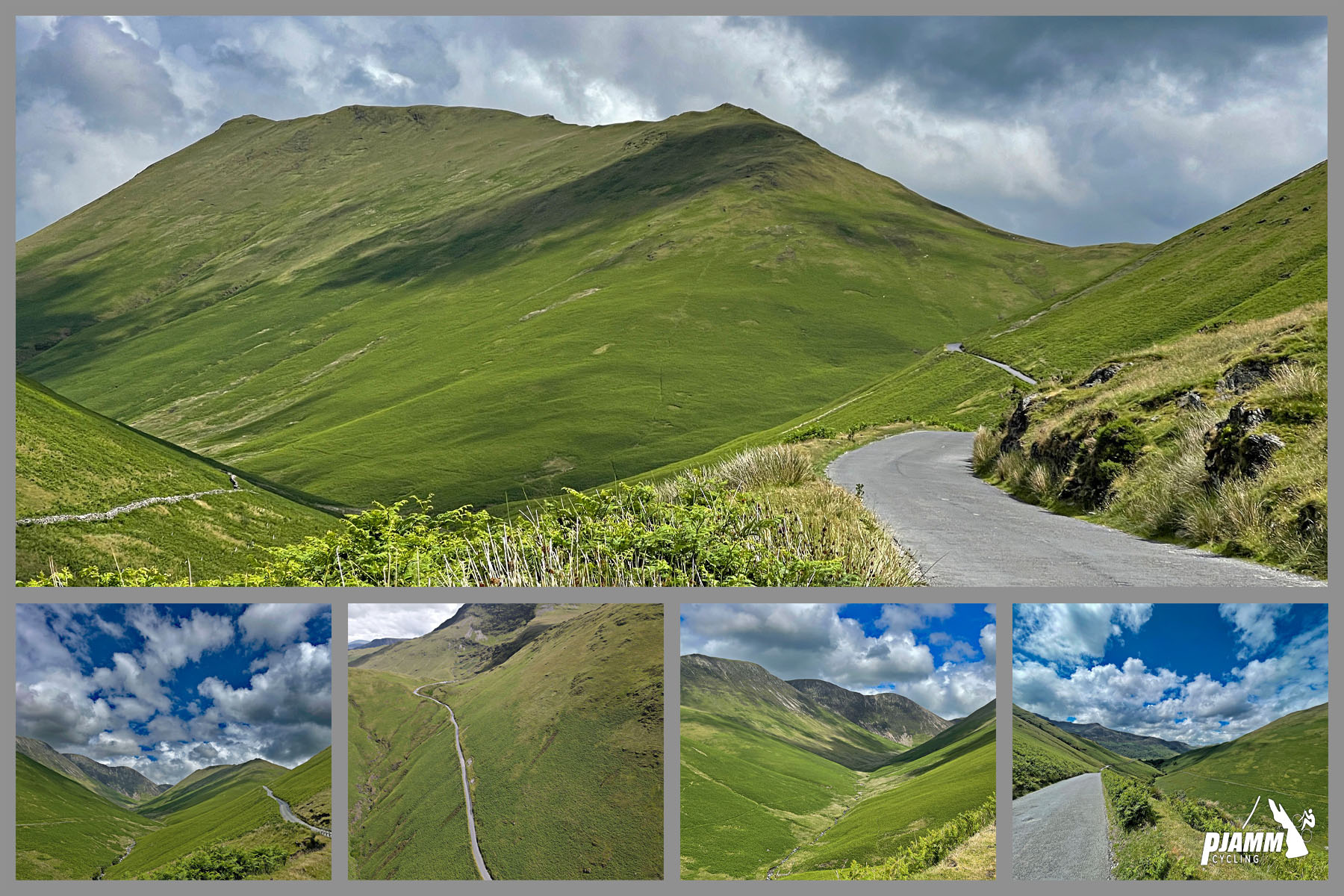 photo collage shows bright green hillsides