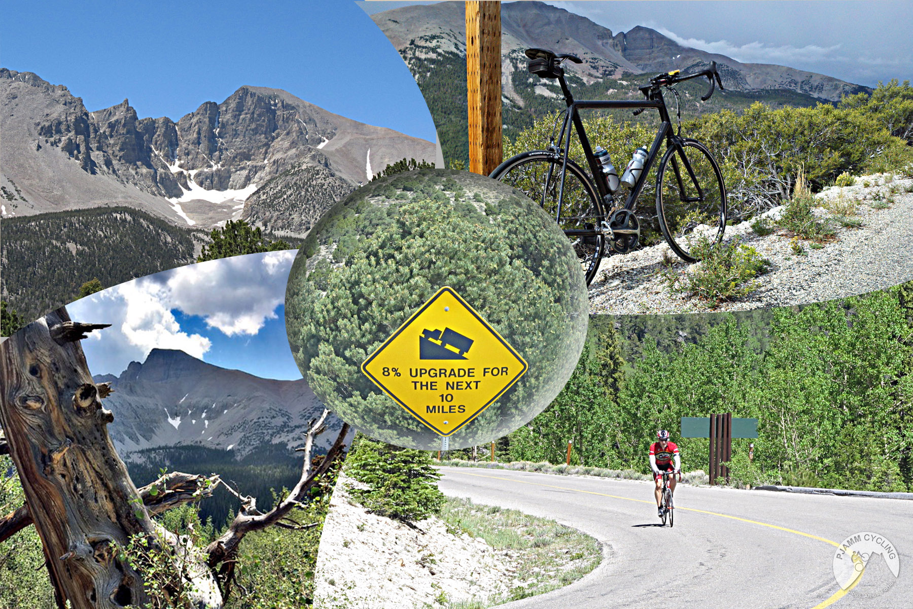 Cycling Wheeler Peak - steep grade sign