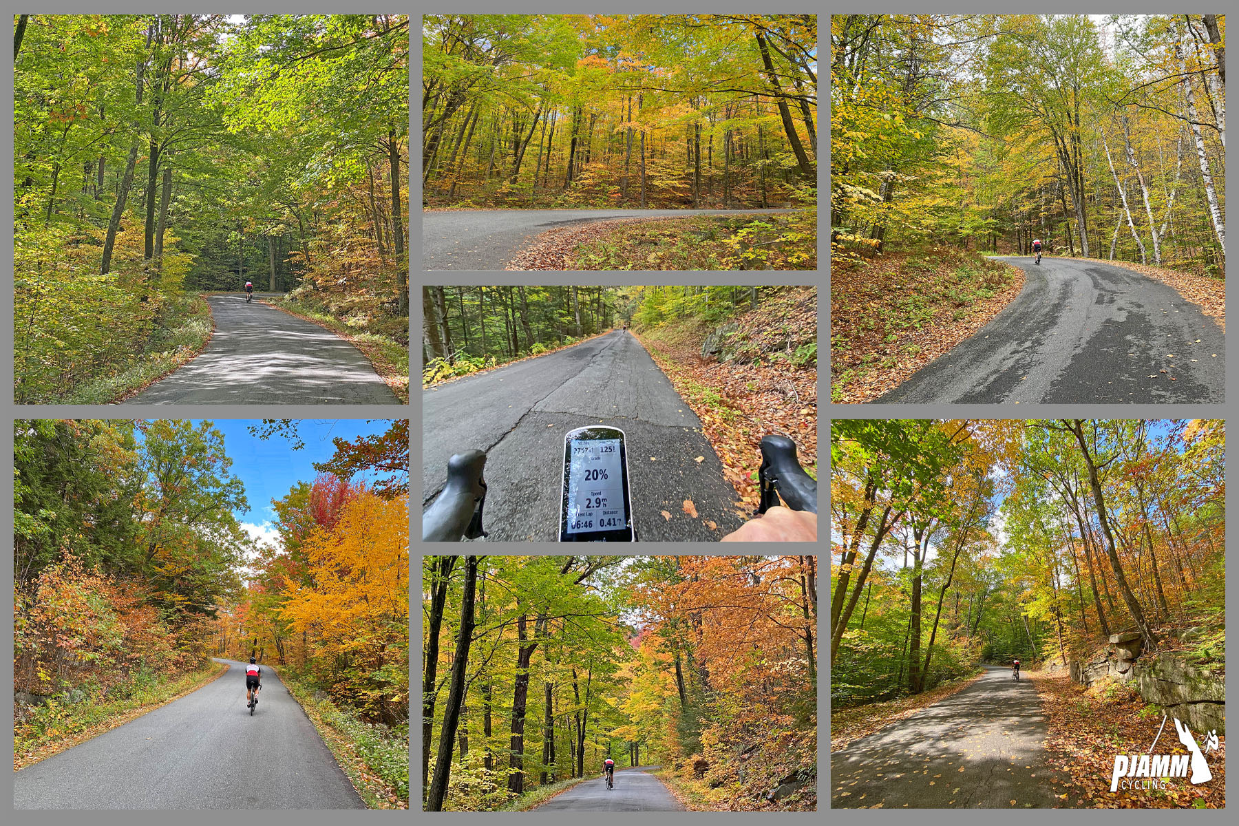 Cycling Mt. Ascutney, Vermont - fall foliage on lower half of the climb