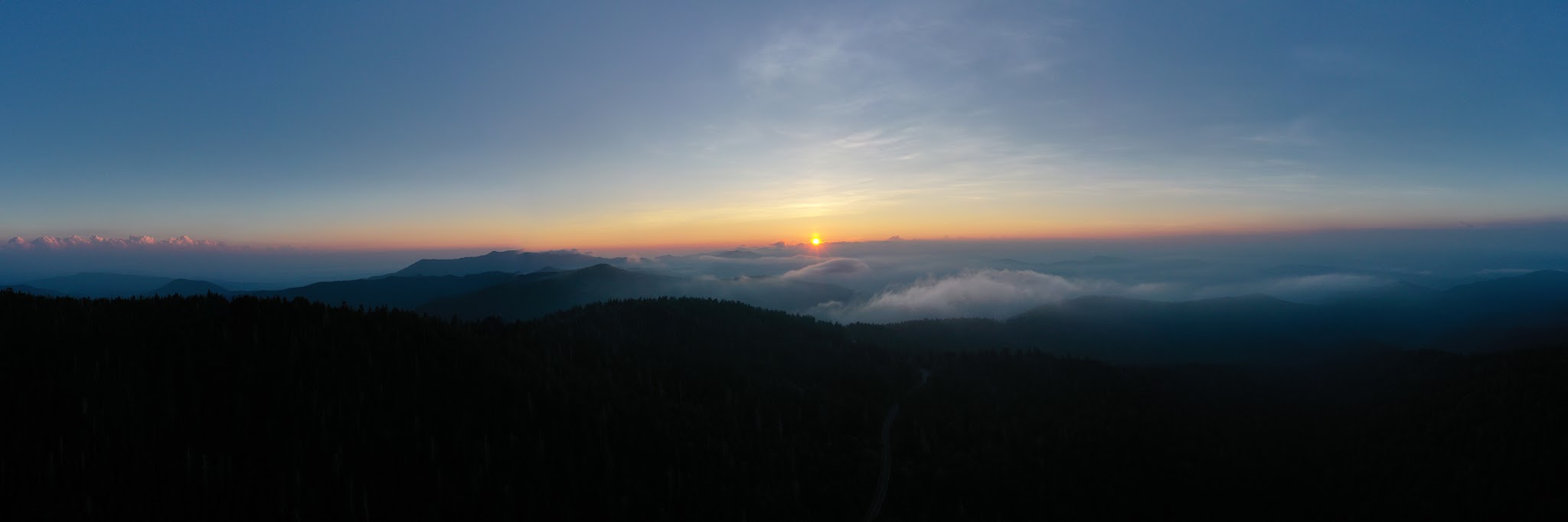 Cycling Clingmans Dome, Tennessee - sunrise over the Great Smoky Mountains as seen from Clingmans Dome