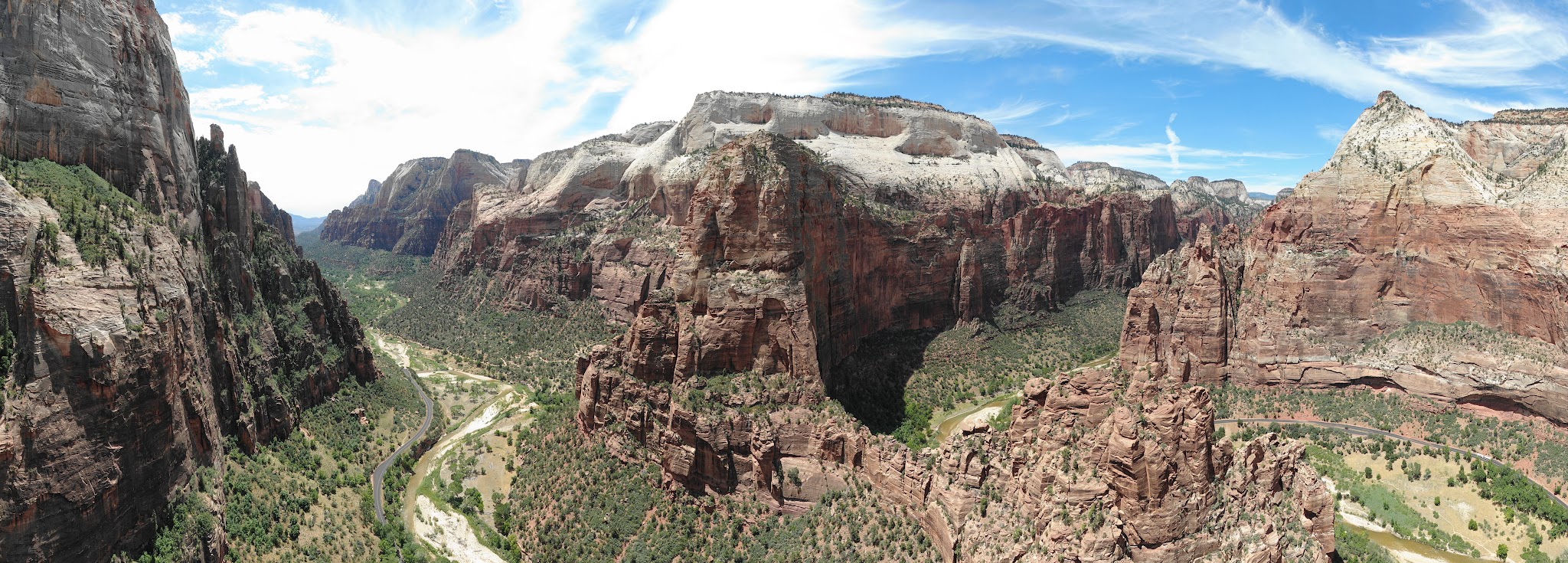 Cycling Zion National Park Cycling Zion National Park - aerial drone view of Angels Landing