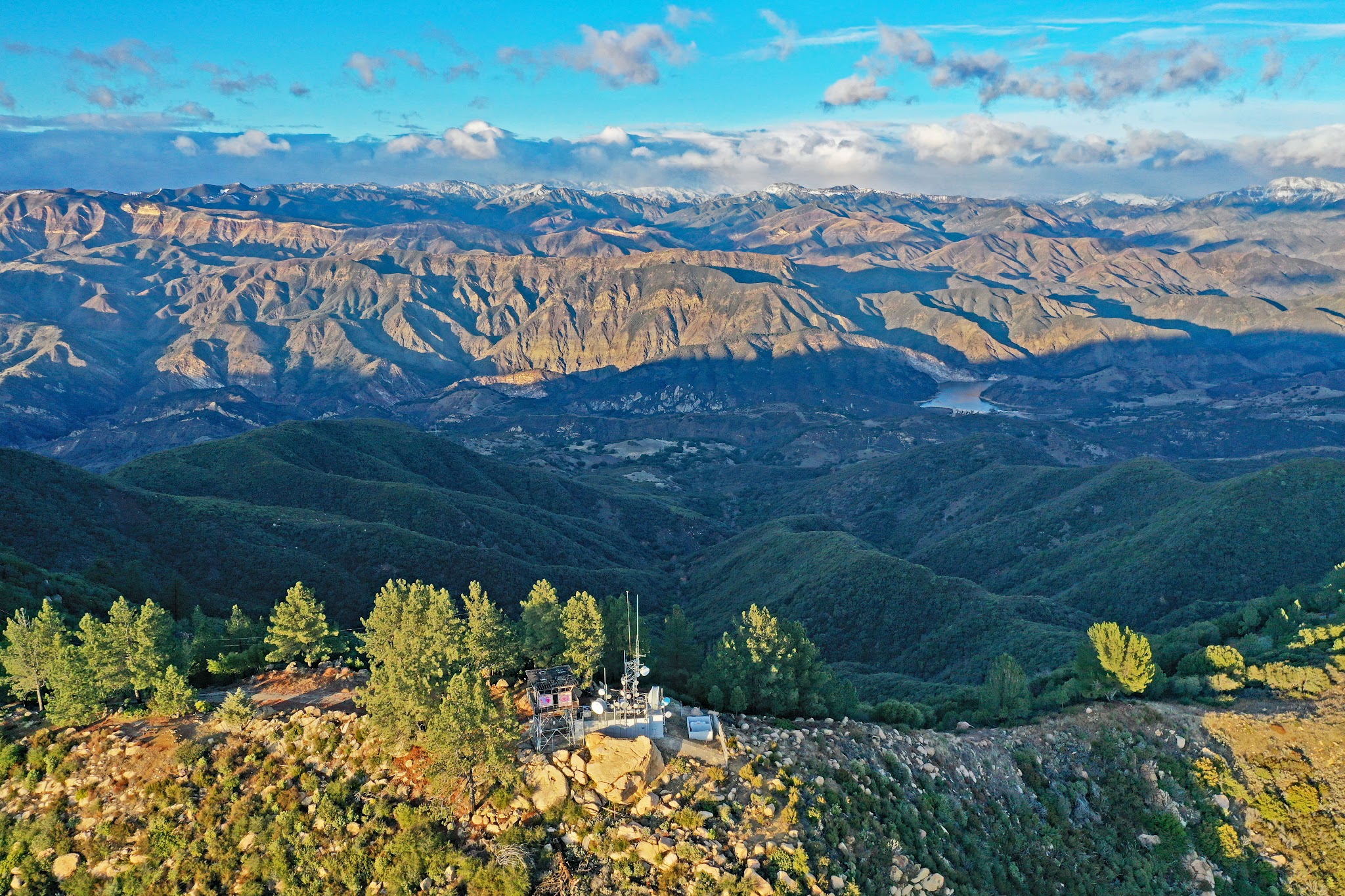 Bicycle climb Gibraltar Road - Aerial drone photo of Santa Ynez mountains and E. Camino Cielo Road