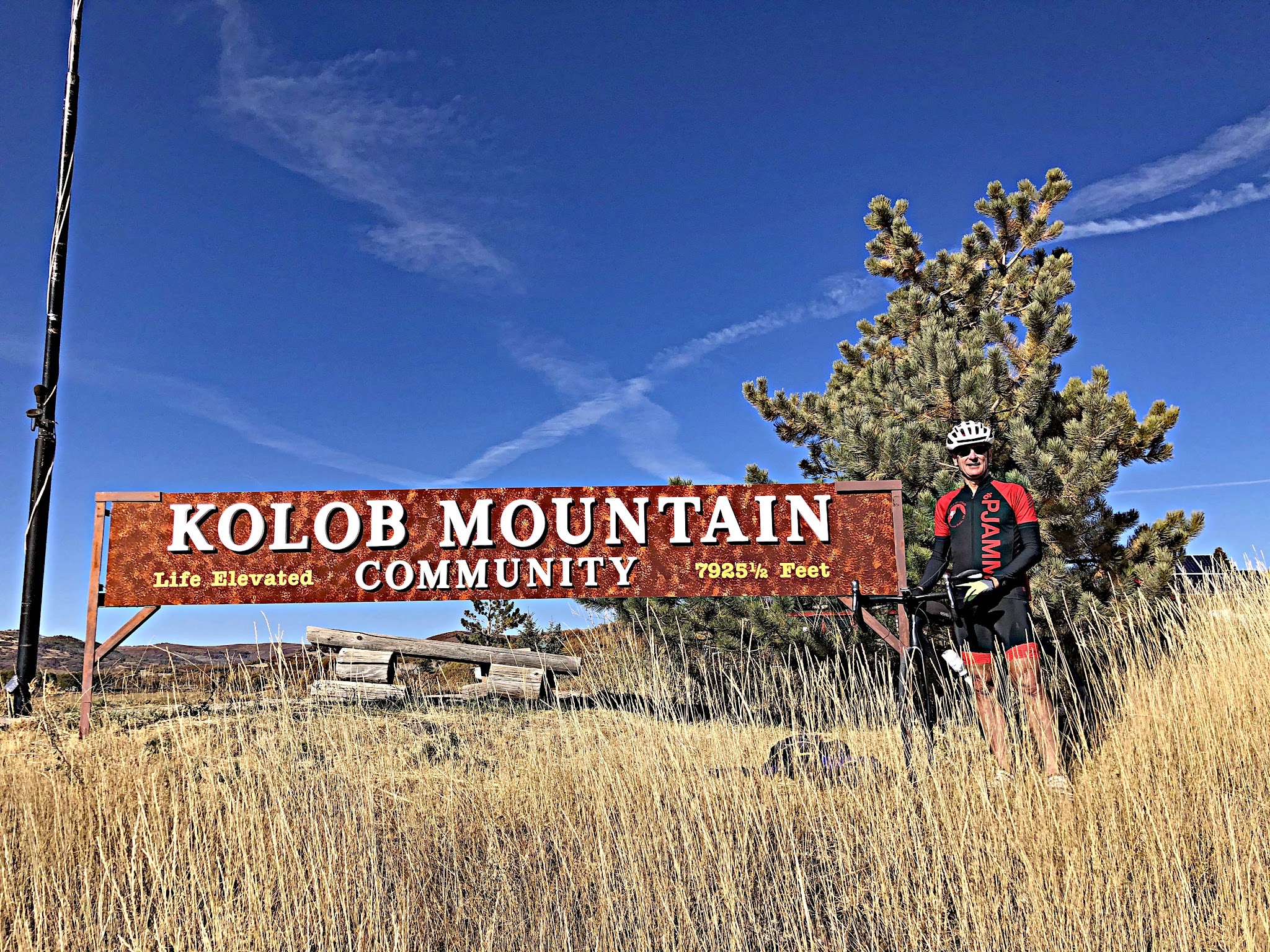 Kolob Terrace bike climb - finish - roadway and forest