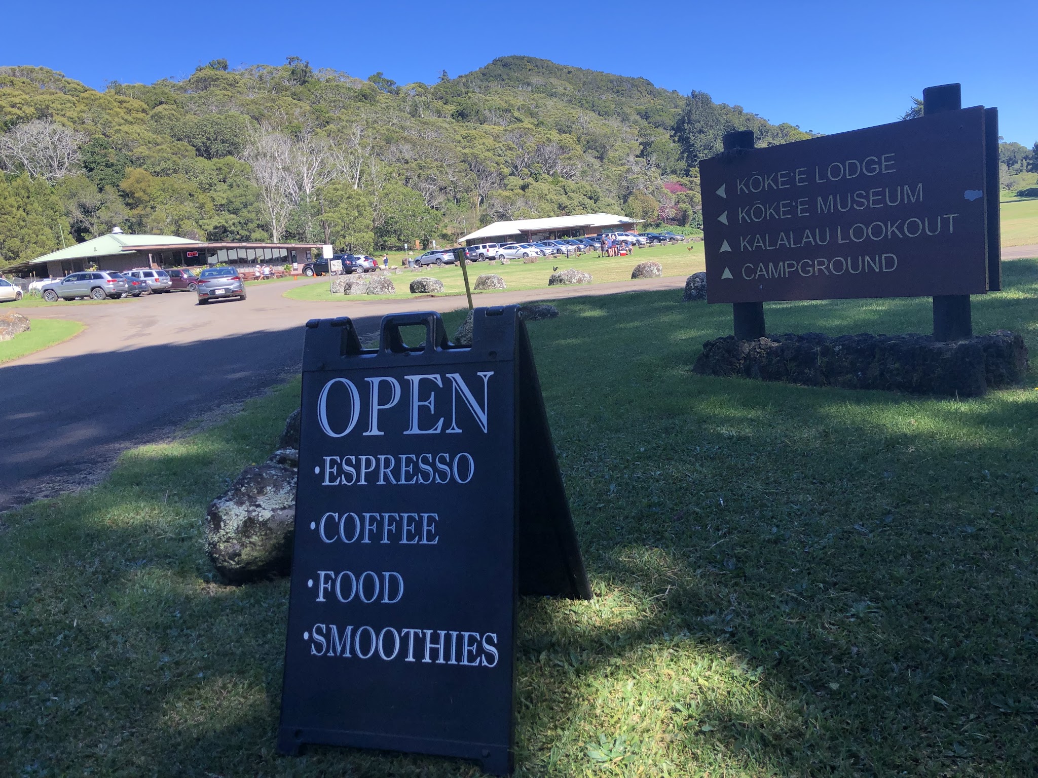 signs at Kokee Lodge and Campground