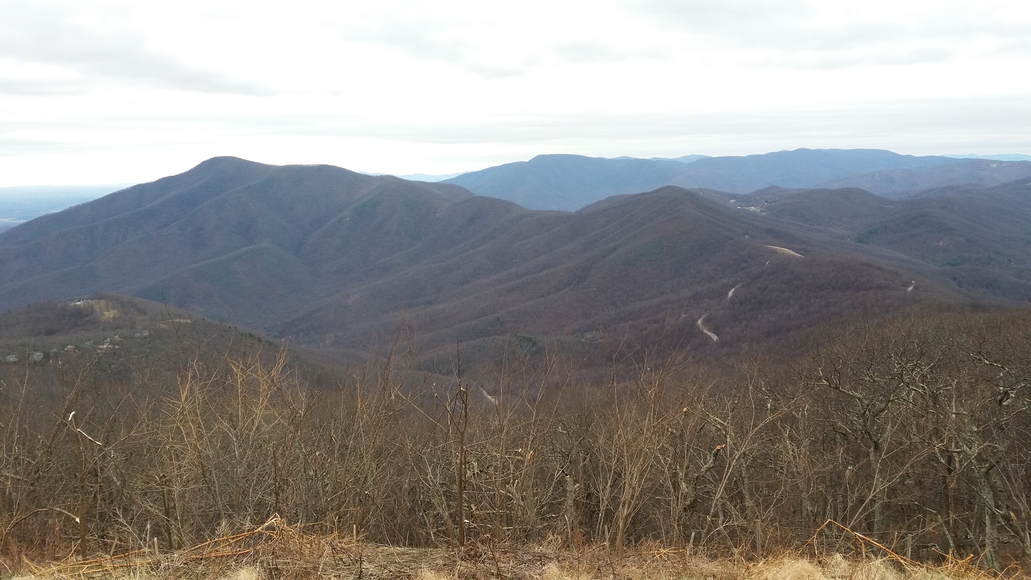 Cycling Wintergreen, Virginia - view from overlook past climb's finish overlooking Devils Knob