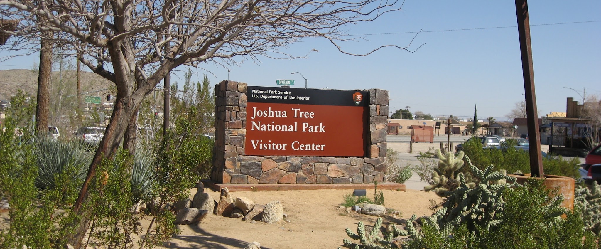 Cycling Joshua Tree National Park, California - NPS sign for Joshua Tree National Park Visitor's Center