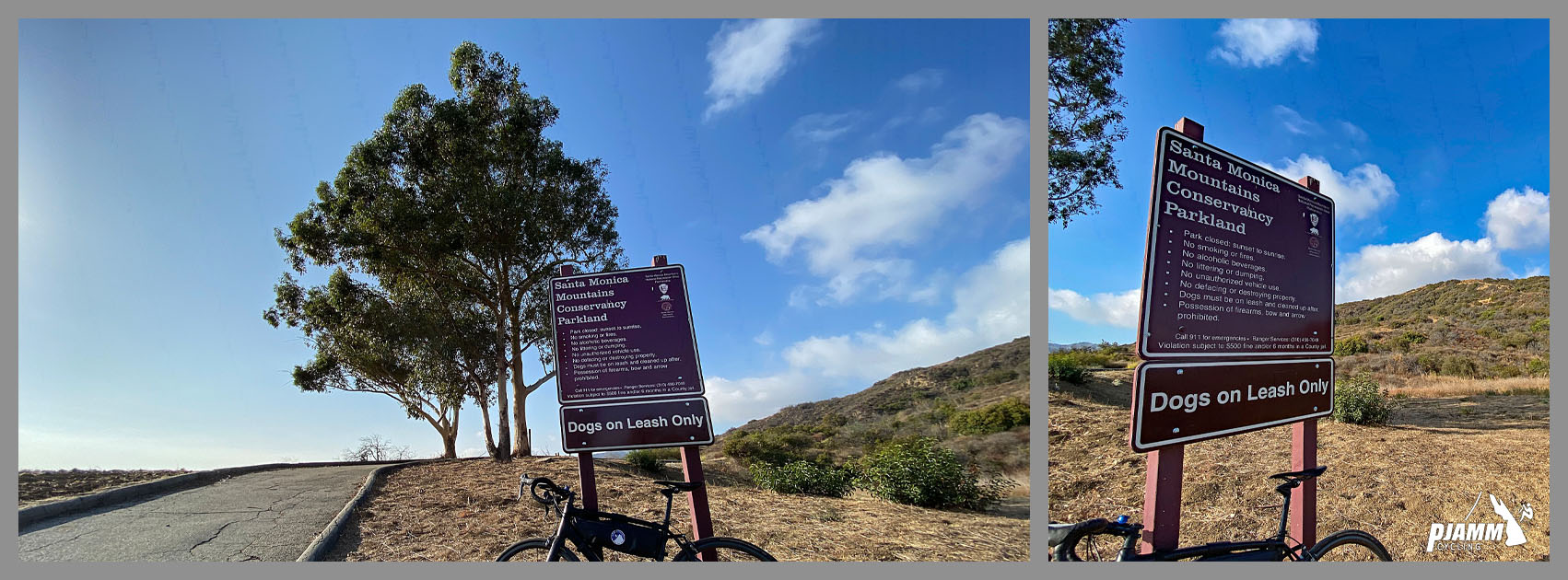 Cycling Big Rock Drive to Stunt Road - informational sign just past the lower gate entrance to Tuna Canyon Park