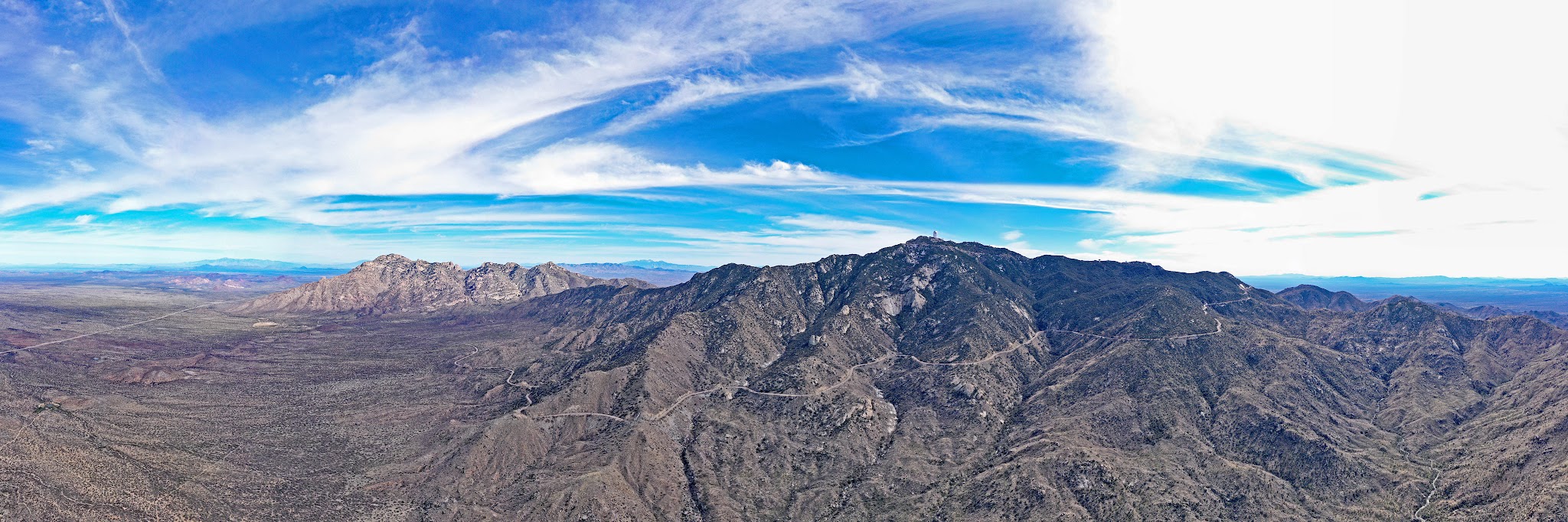 Biking Kitt Peak - roadway and many observatories