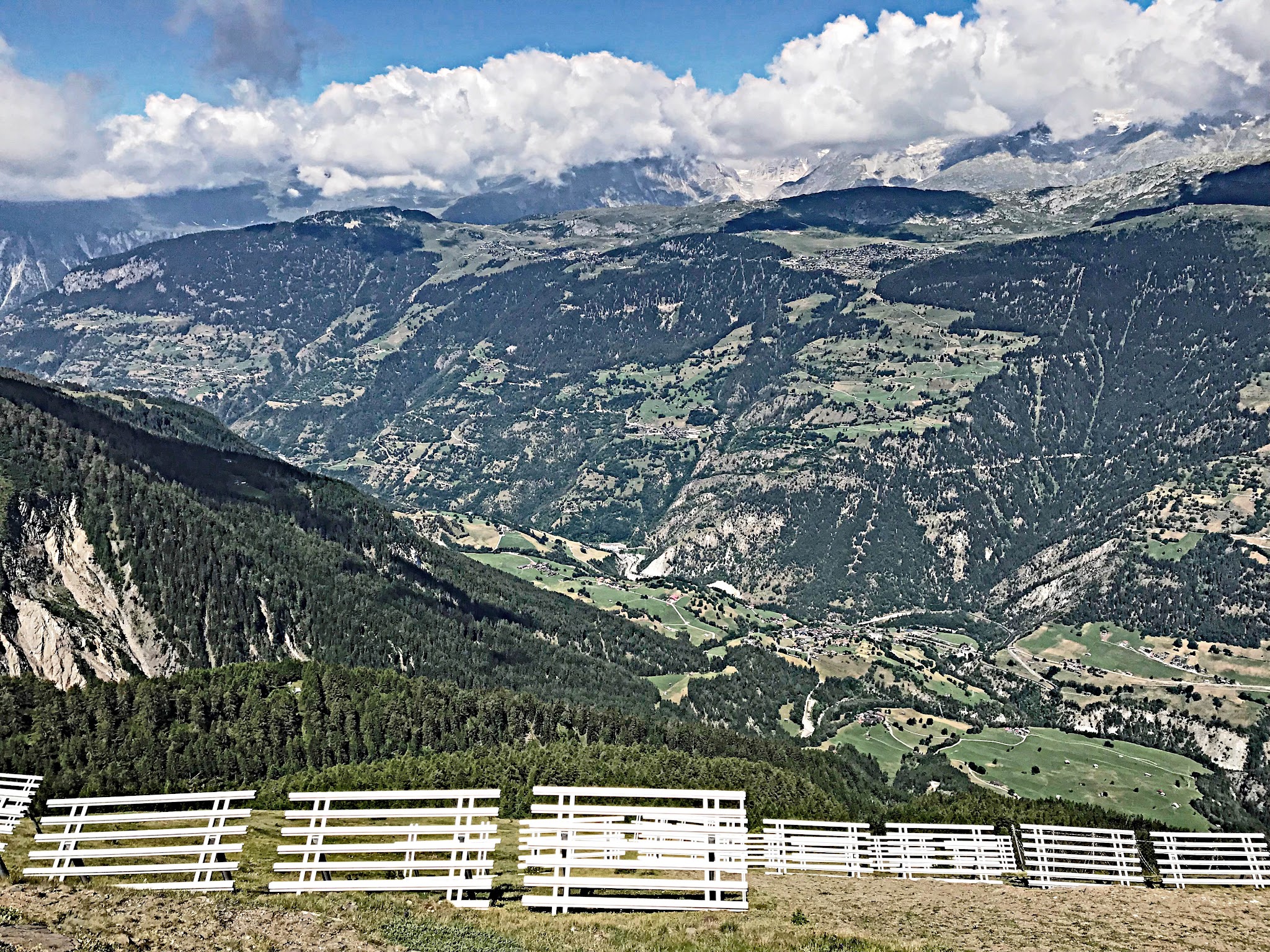 Bike climb of Breithorn - views of Rhone River and Rhone Valley