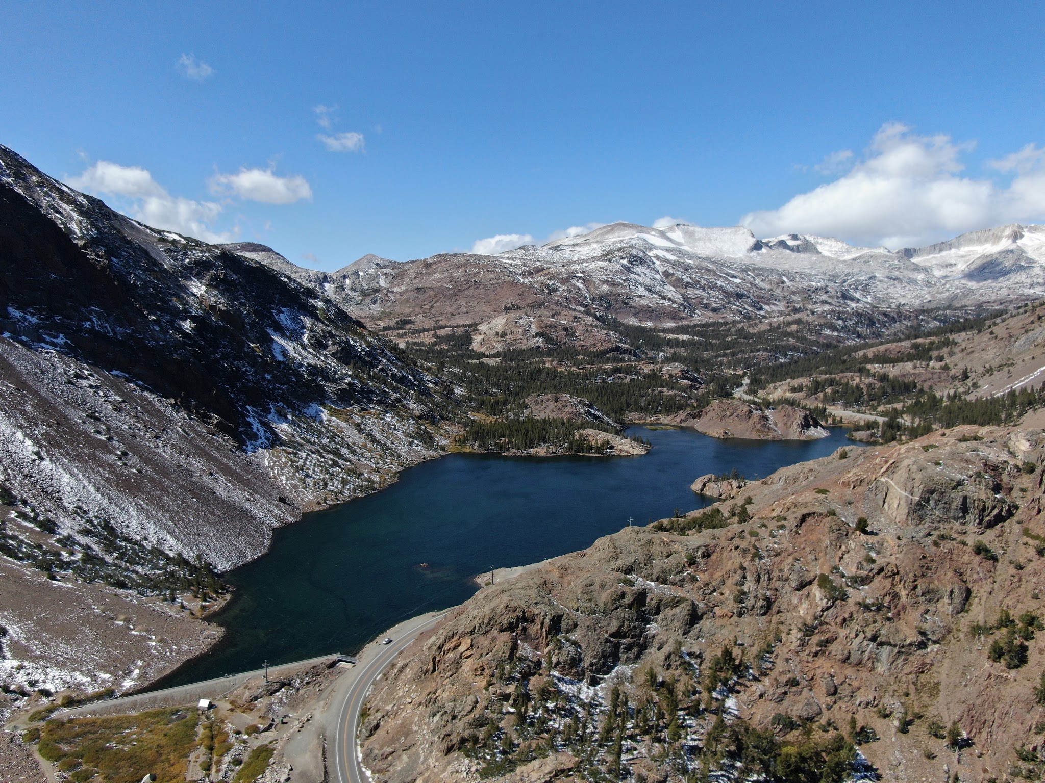 Looking down on Tioga Lake