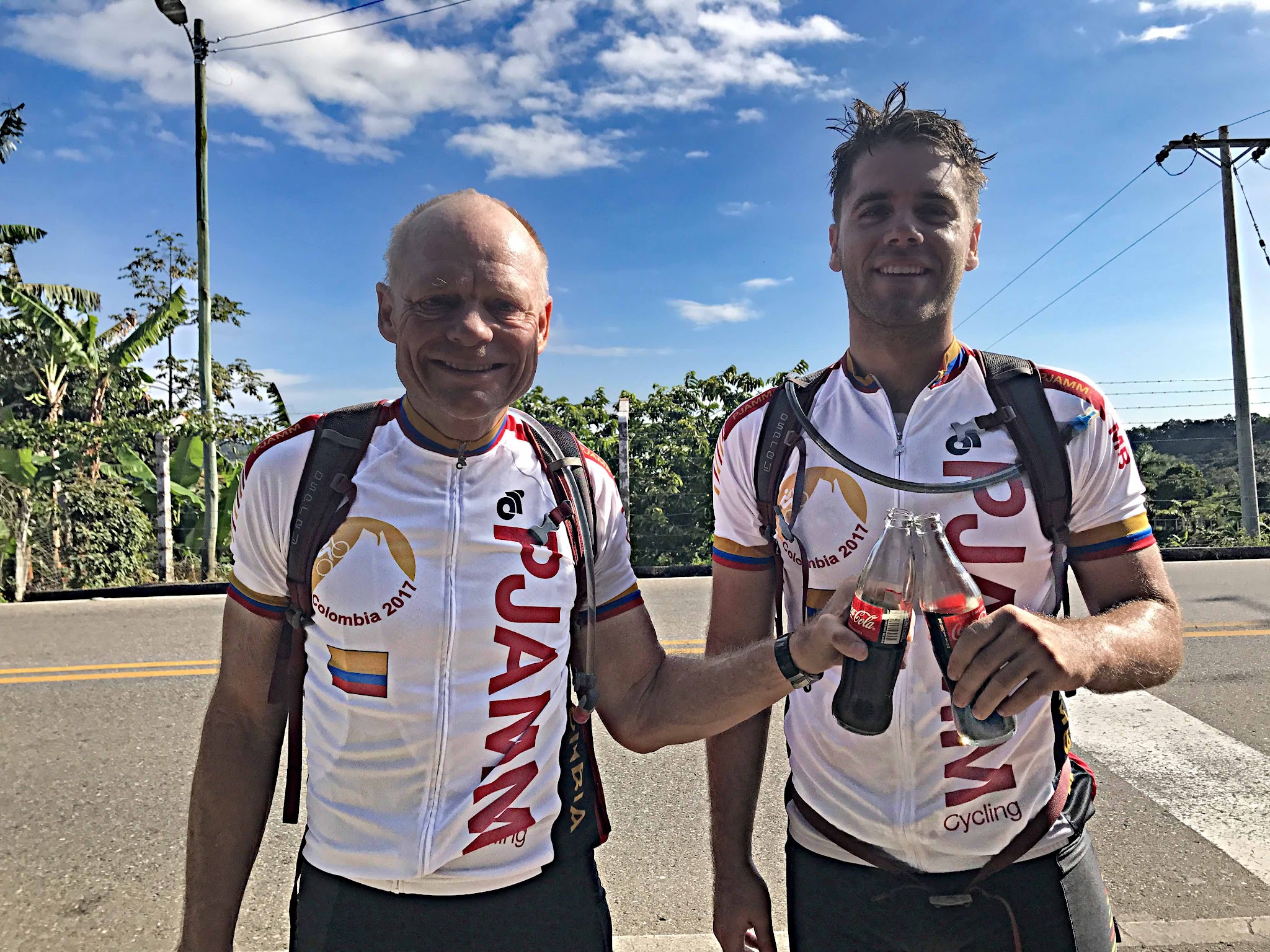 John Johnson and Will Plaugher at finish of Alto de Letras bike ride. 