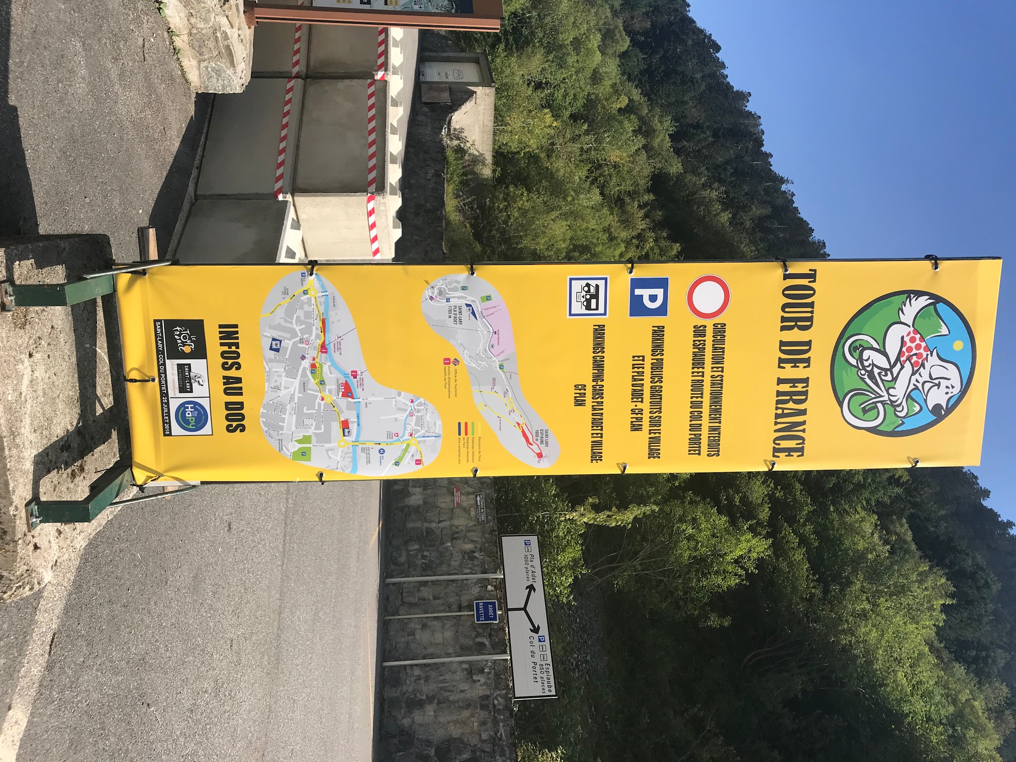 Col de Portet - Tour de France Sign Climbing Col de Portet by bike - Tour de France sign in Espiaube