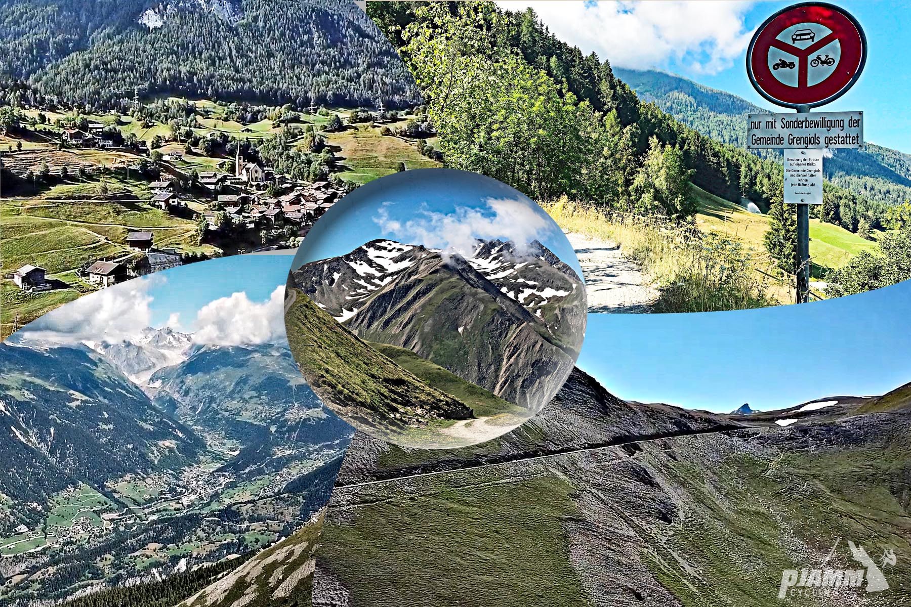 Breithorn Bike Climb, Switzerland  - photo collage, Swiss Alps, PJAMM cycling logo in corner