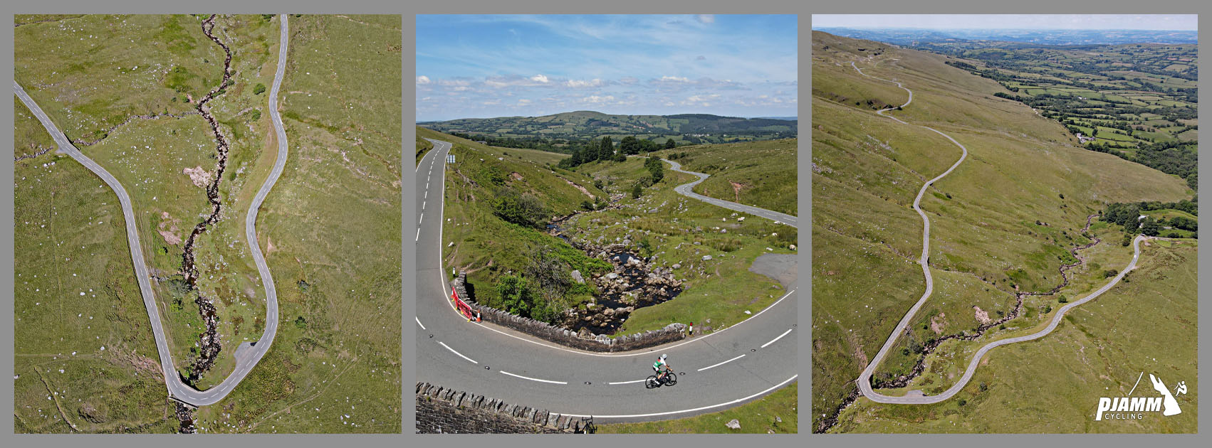 aerial drone views show hairpins at mile two