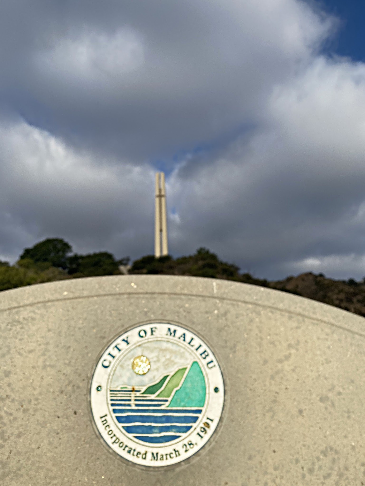 Cycling Malibu Canyon Road to the top of Piuma Road - cross atop Pepperdine University seen from Malibu Canyon Road