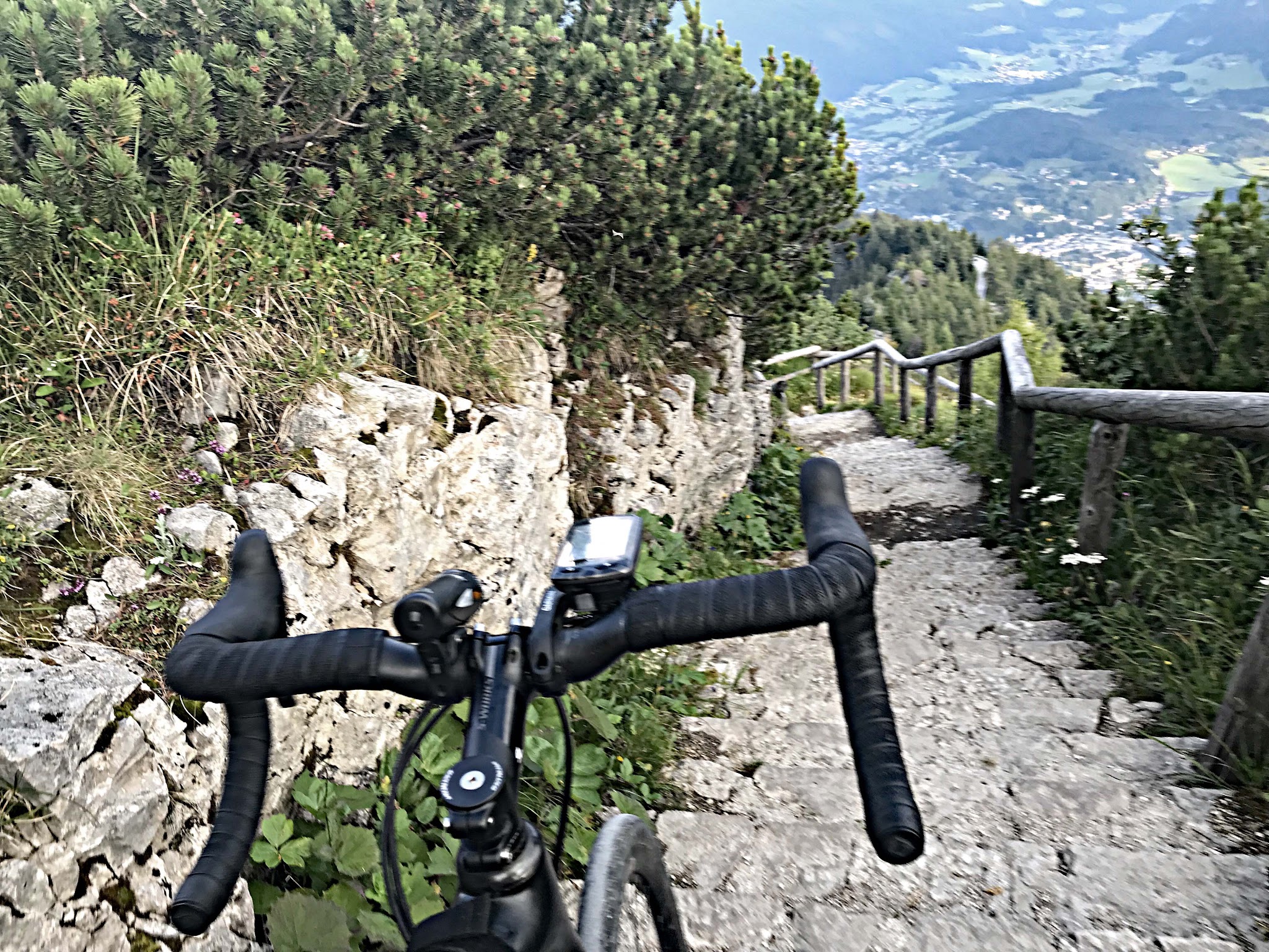 Bicycle ride to Kehlsetinhaus (Eagles Nest) walkway from bus drop to the top, bike, steps