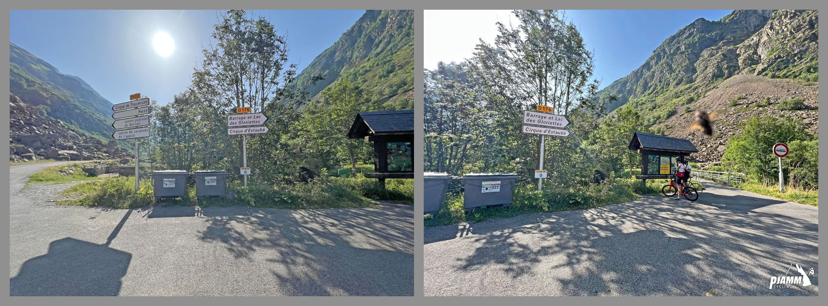 Turn to Barrage et Lac des Gloriettes at kilometer 17.2.