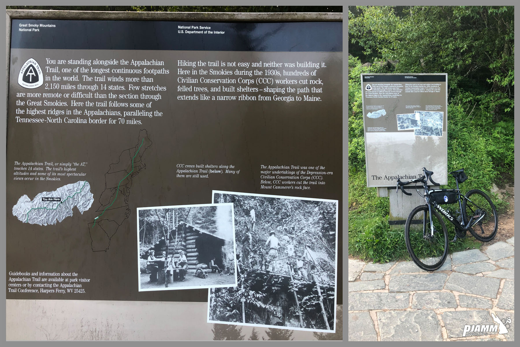 Cycling Clingmans Dome, Tennessee - informational signs at Newfound Gap